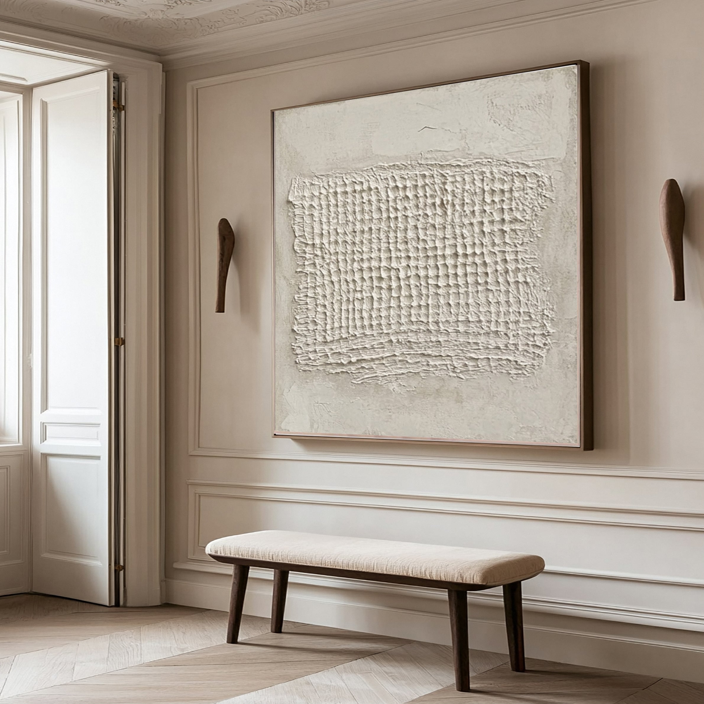 Abstract Neutral Composition with Natural Textured Rectangle #MM598