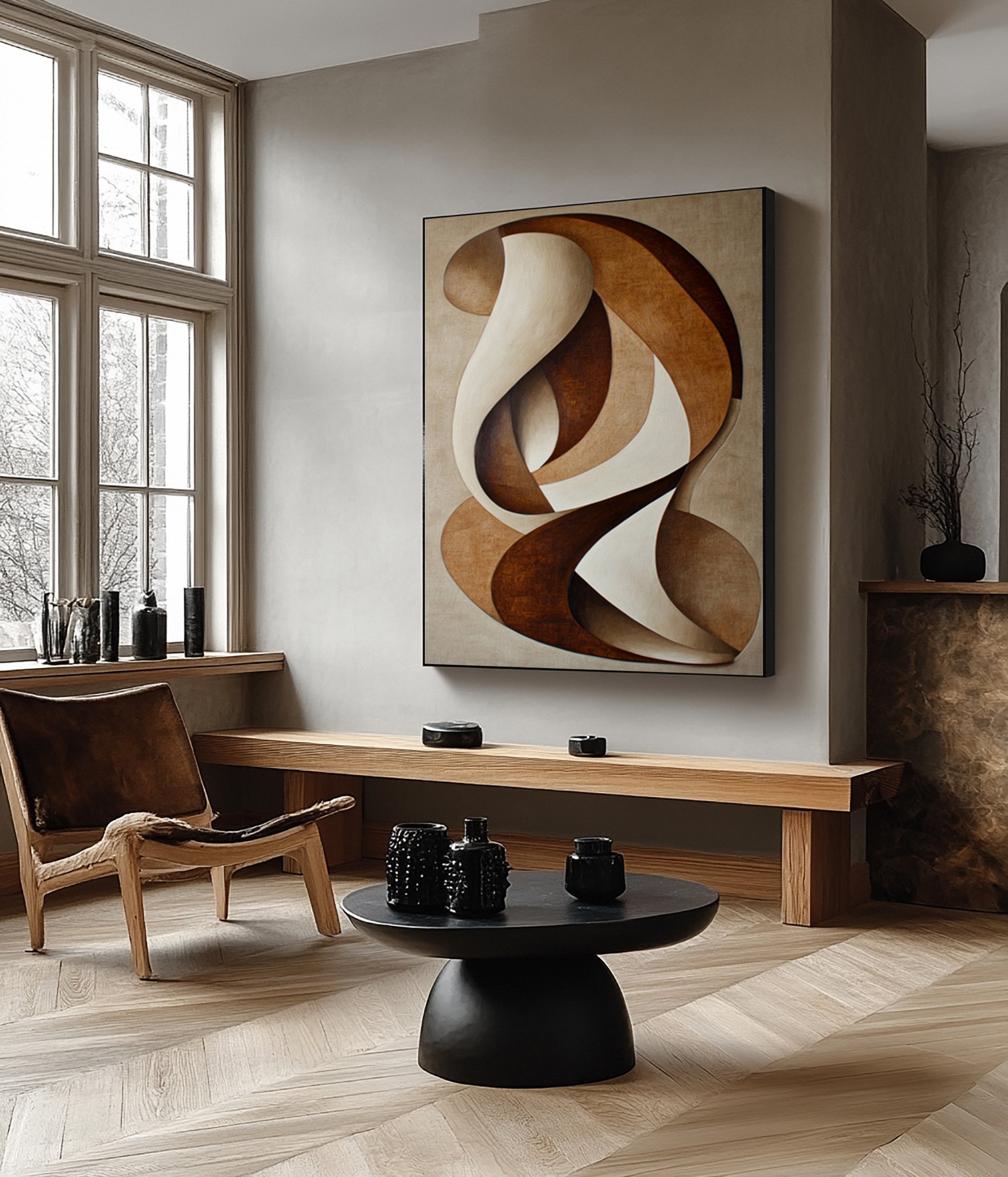 Linear Grace: Modern Abstract with Elegant, Winding Form #MM577