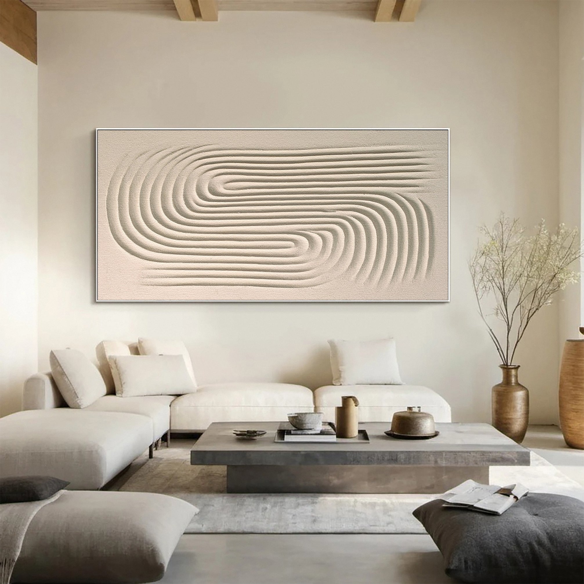Subtle Contour: Contemporary Art with Organic Swirling Relief #MM590