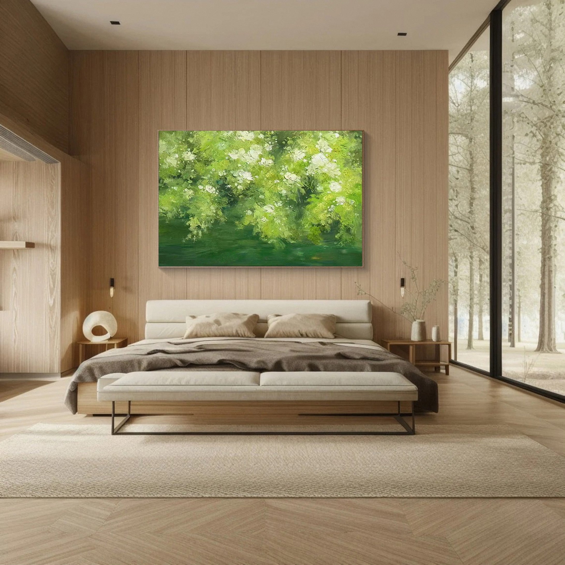 Verdant Reflections: Contemporary Painting of Lush Foliage #MM638