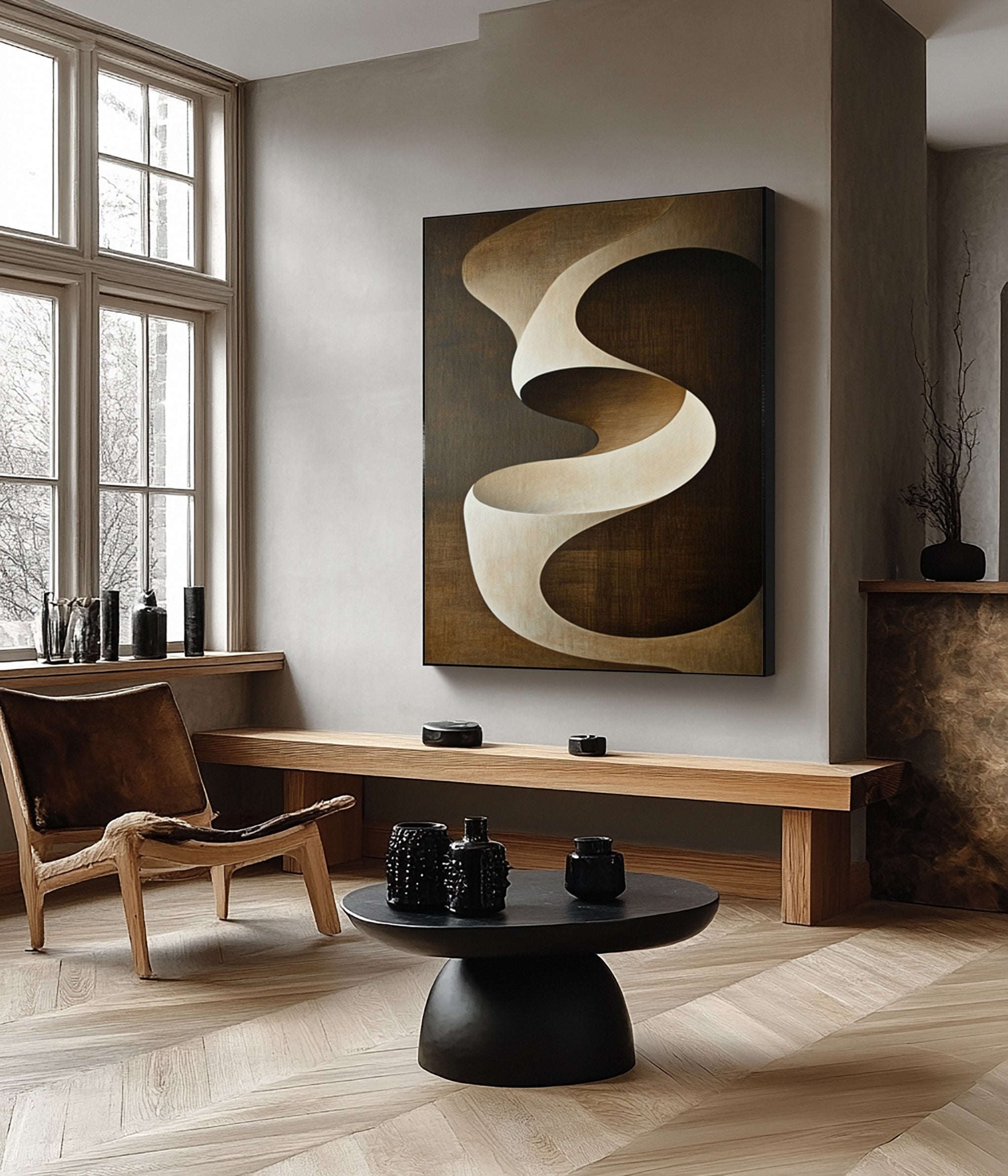 Michelle Mitchell's 'Terra Flow': Modern Art with Swirling Ribbon #MM576