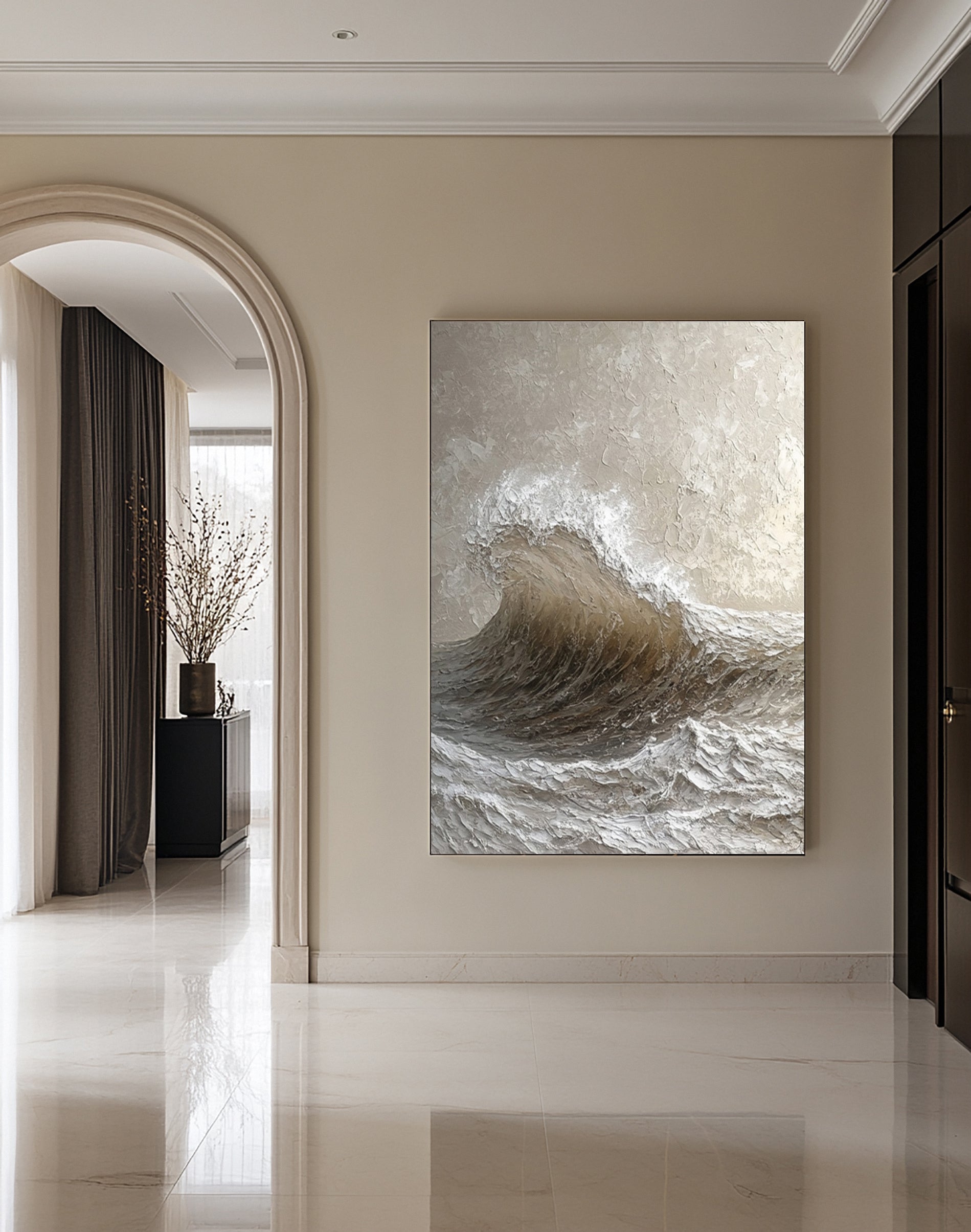 Monochromatic Fury: Dynamic Wave with Tactile Surface #MM608