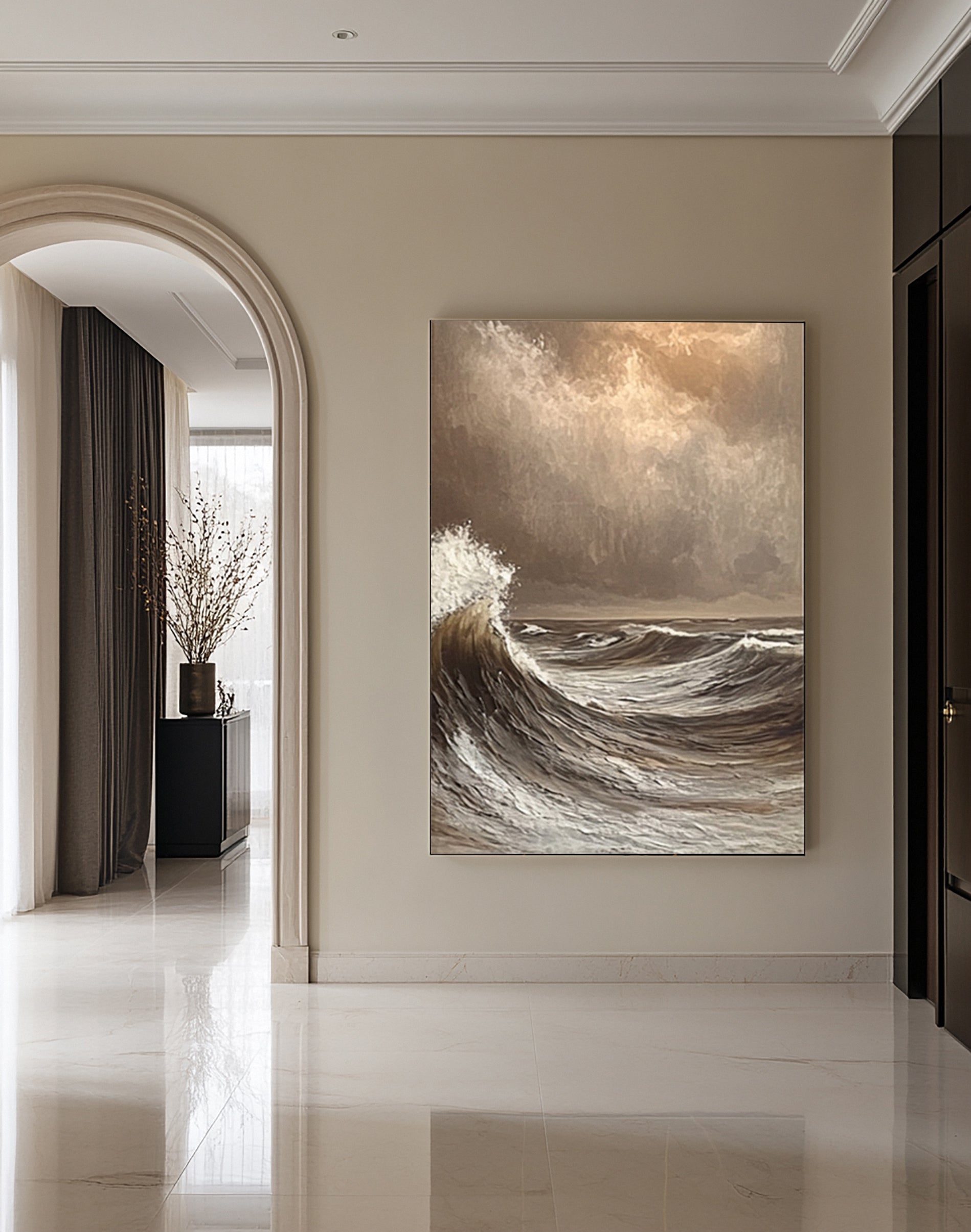 Tempestuous Coastal Break: Dramatic Ocean Wave Canvas #MM620