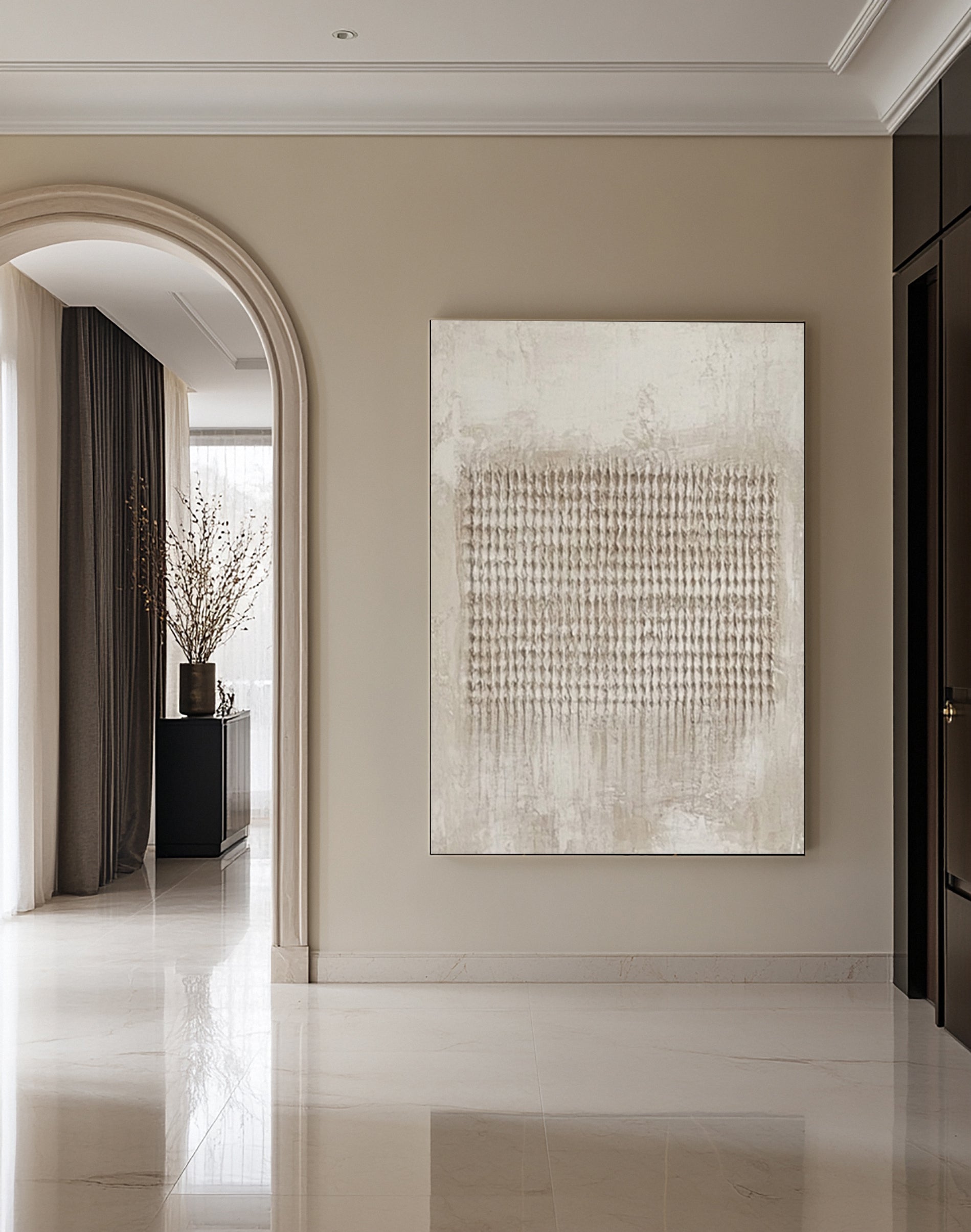 Modern Abstract Canvas with Textured Vertical Inscriptions #MM604
