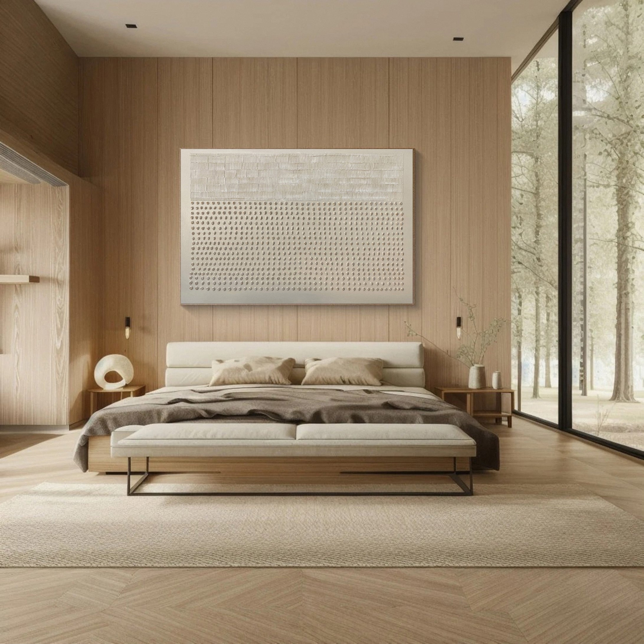 Large Textured Abstract with Linear and Dot-like Patterns #MM583