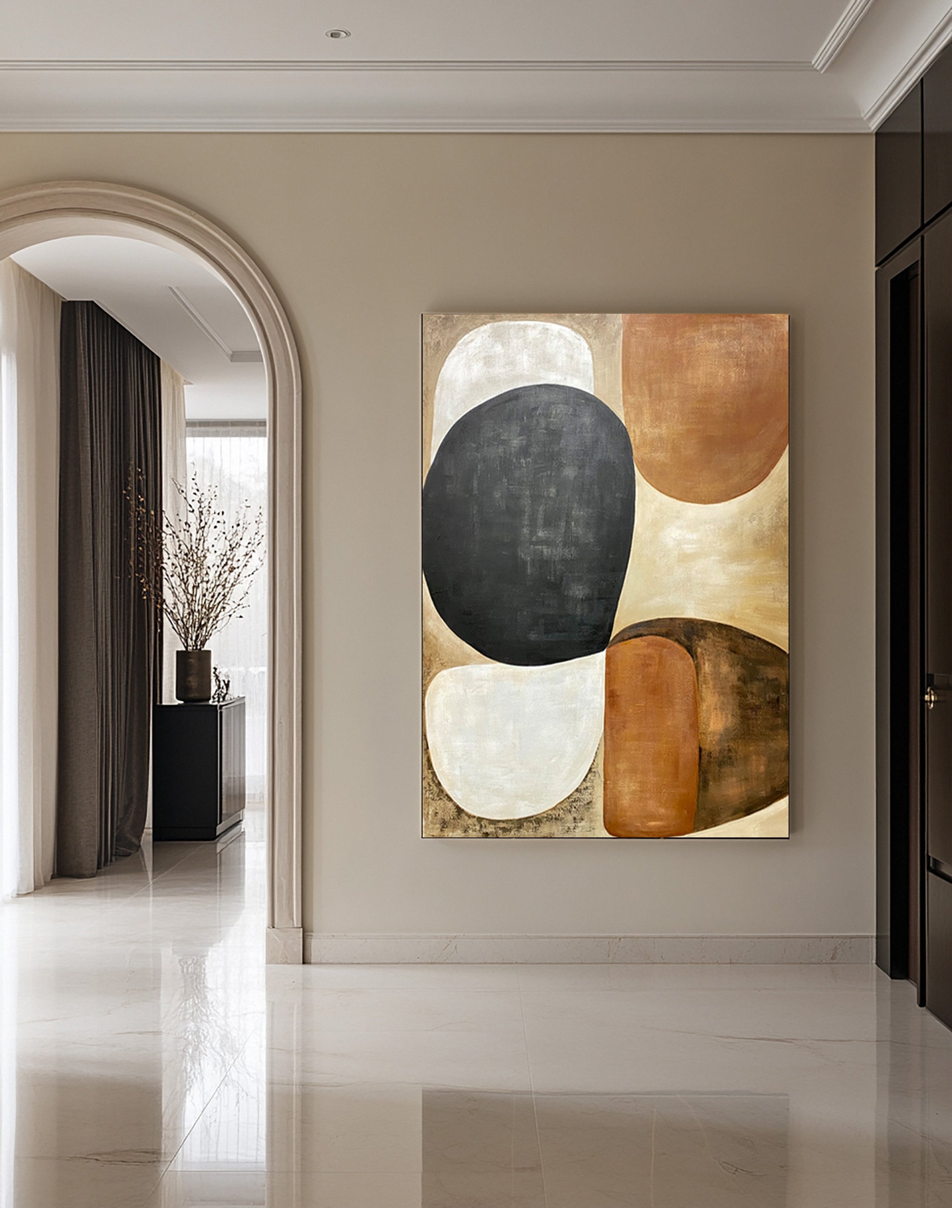 Earthy Organic Interplay: Mid-Century Inspired Abstract #MM648