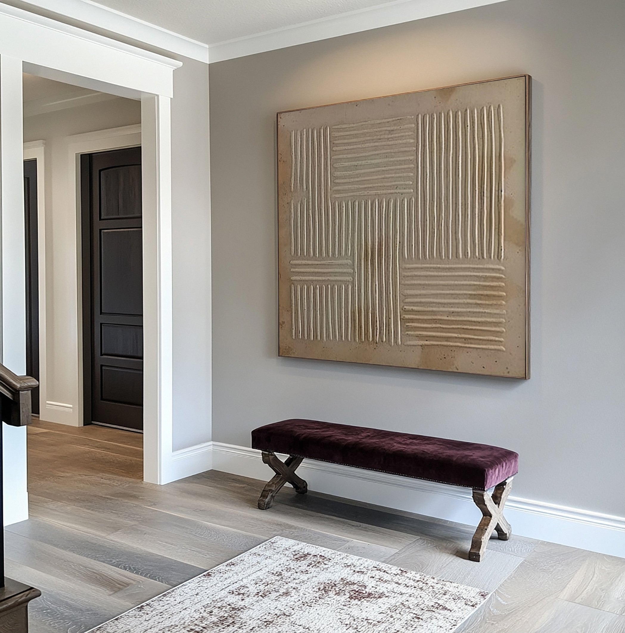 Patinaed Blocks: Wabi Sabi Art with Horizontal and Vertical Relief #MM589