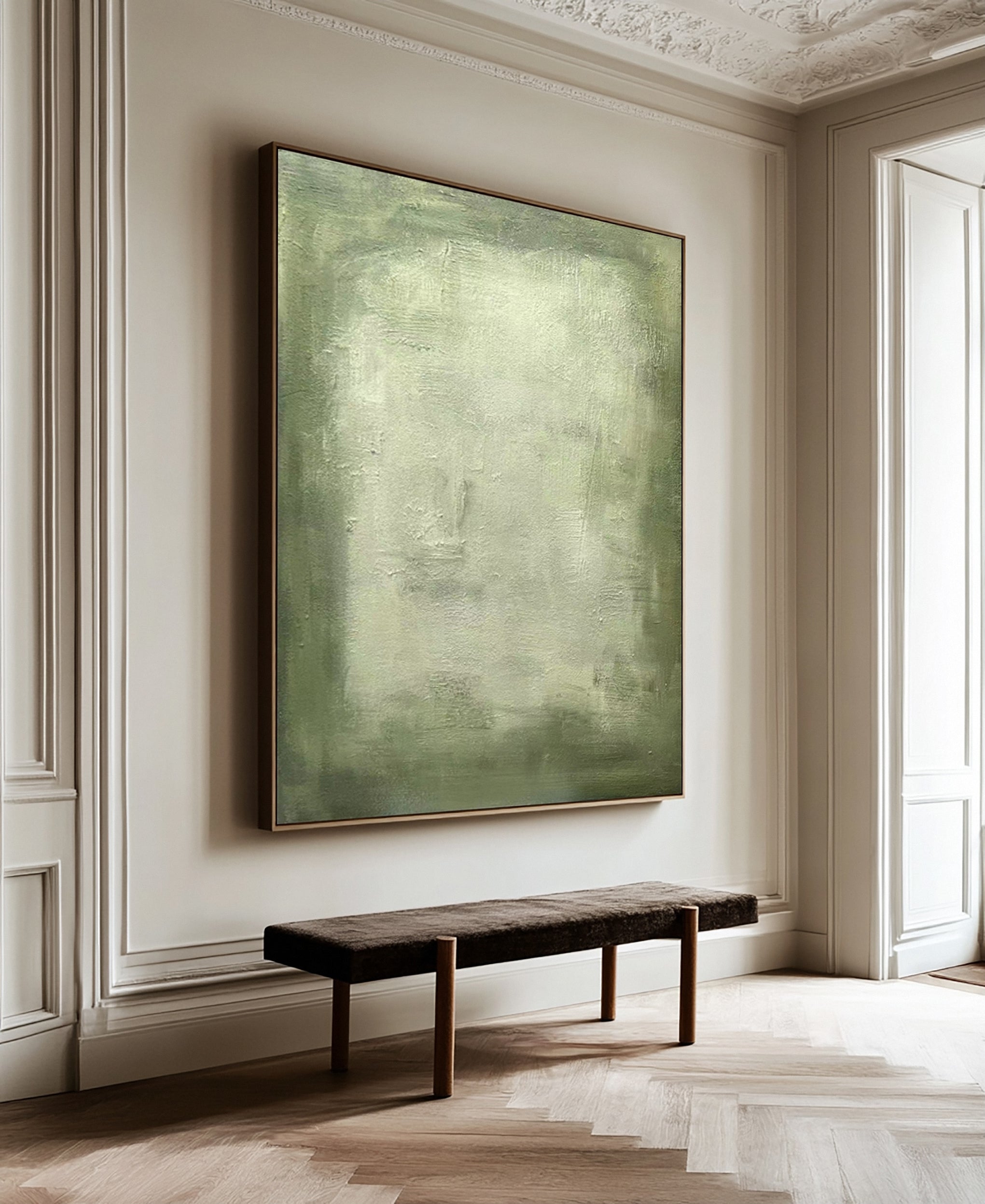 Subtle Green Patina: Modern Canvas with a Textured Surface #MM626