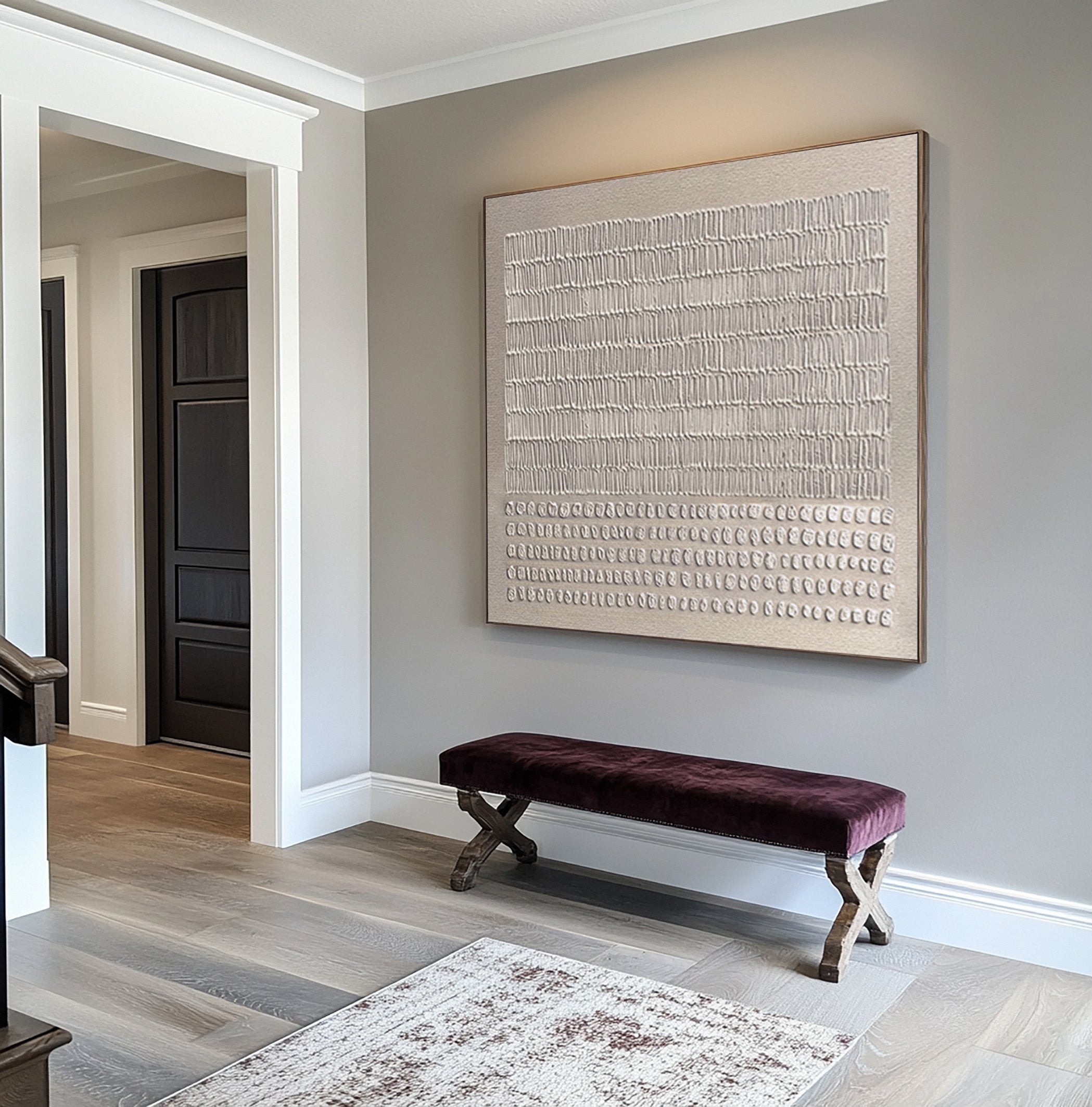 Contemporary Neutral Painting with Tactile Vertical Impressions #MM586