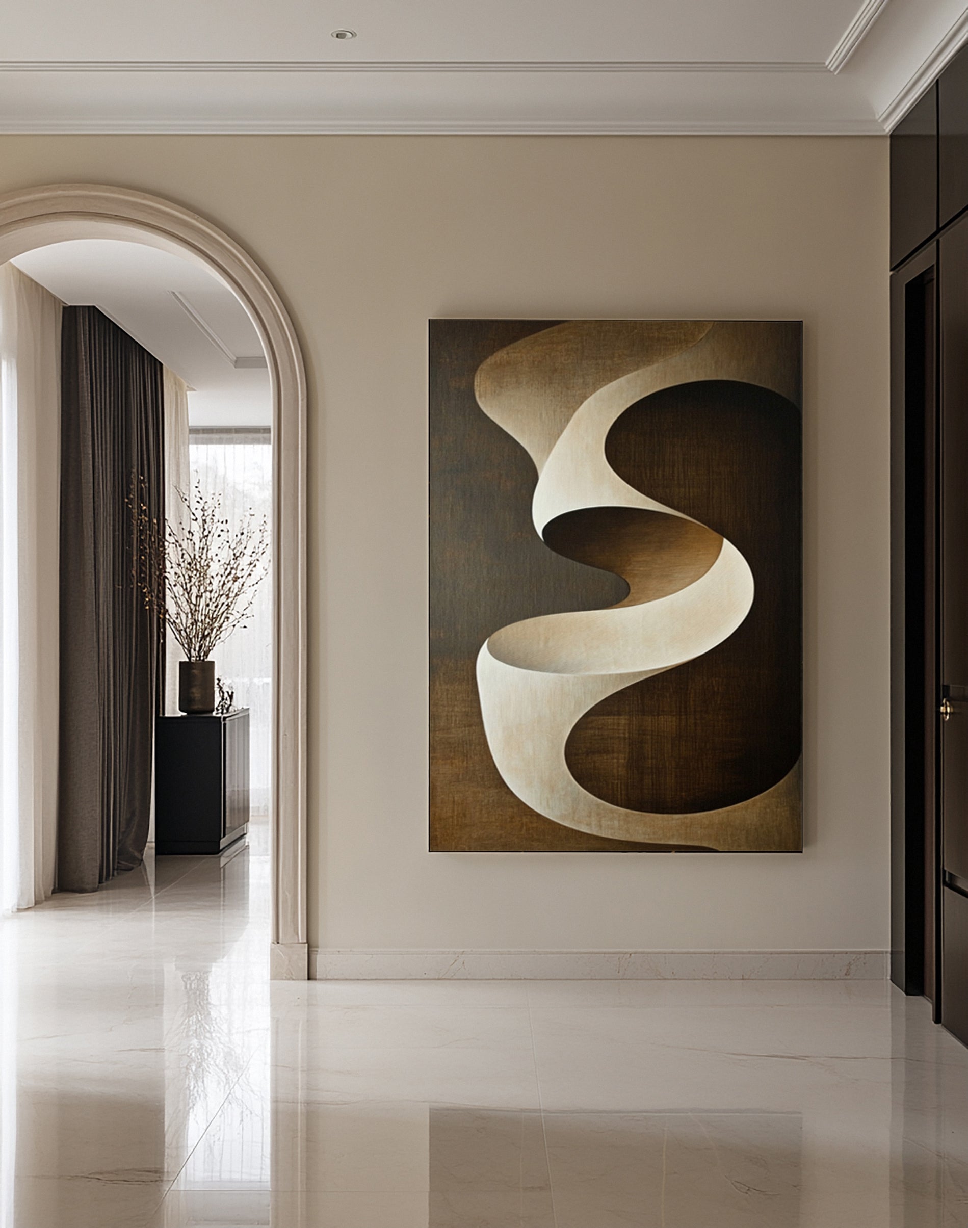 Michelle Mitchell's 'Terra Flow': Modern Art with Swirling Ribbon #MM576