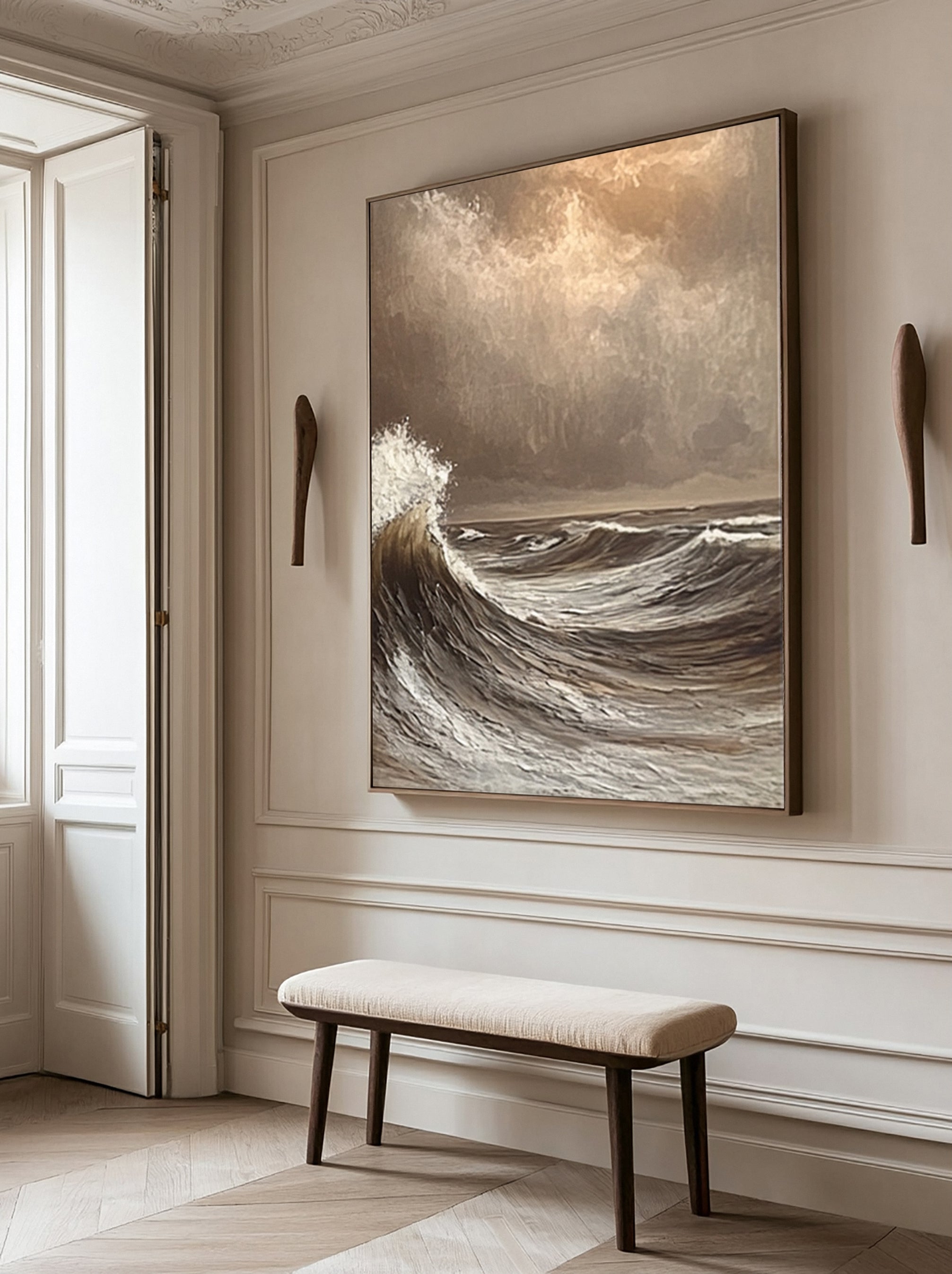 Tempestuous Coastal Break: Dramatic Ocean Wave Canvas #MM620