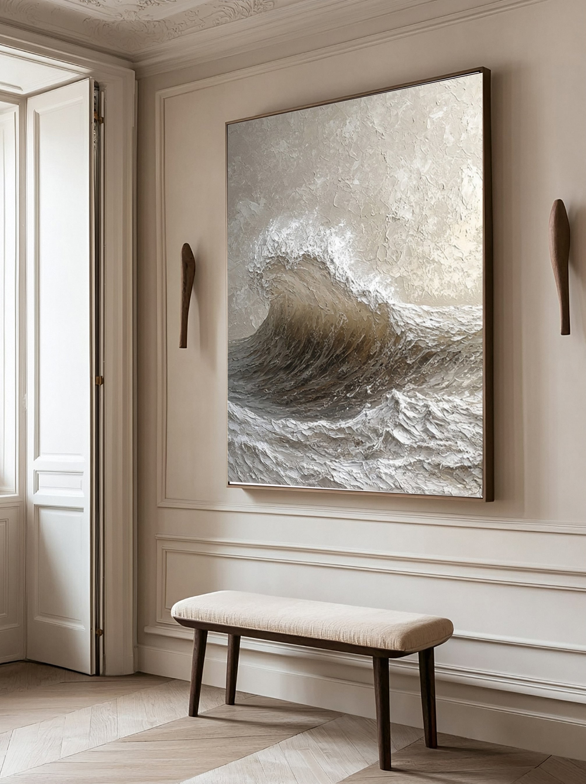 Monochromatic Fury: Dynamic Wave with Tactile Surface #MM608