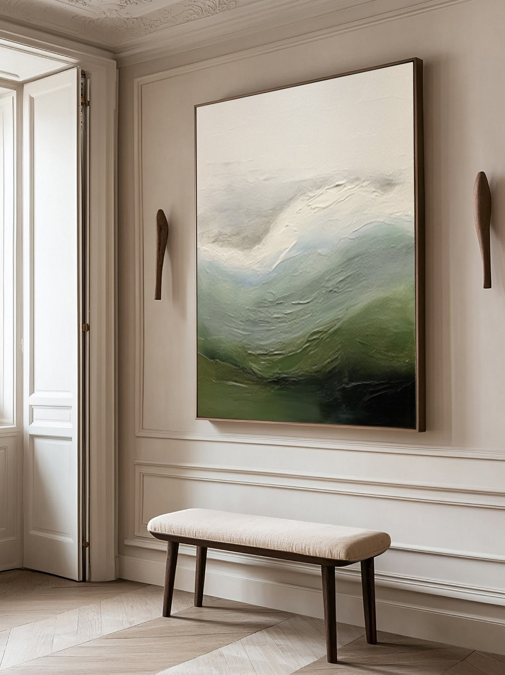 Quiet Coastal Echoes:Abstract Landscape with Textured Wave #MM617