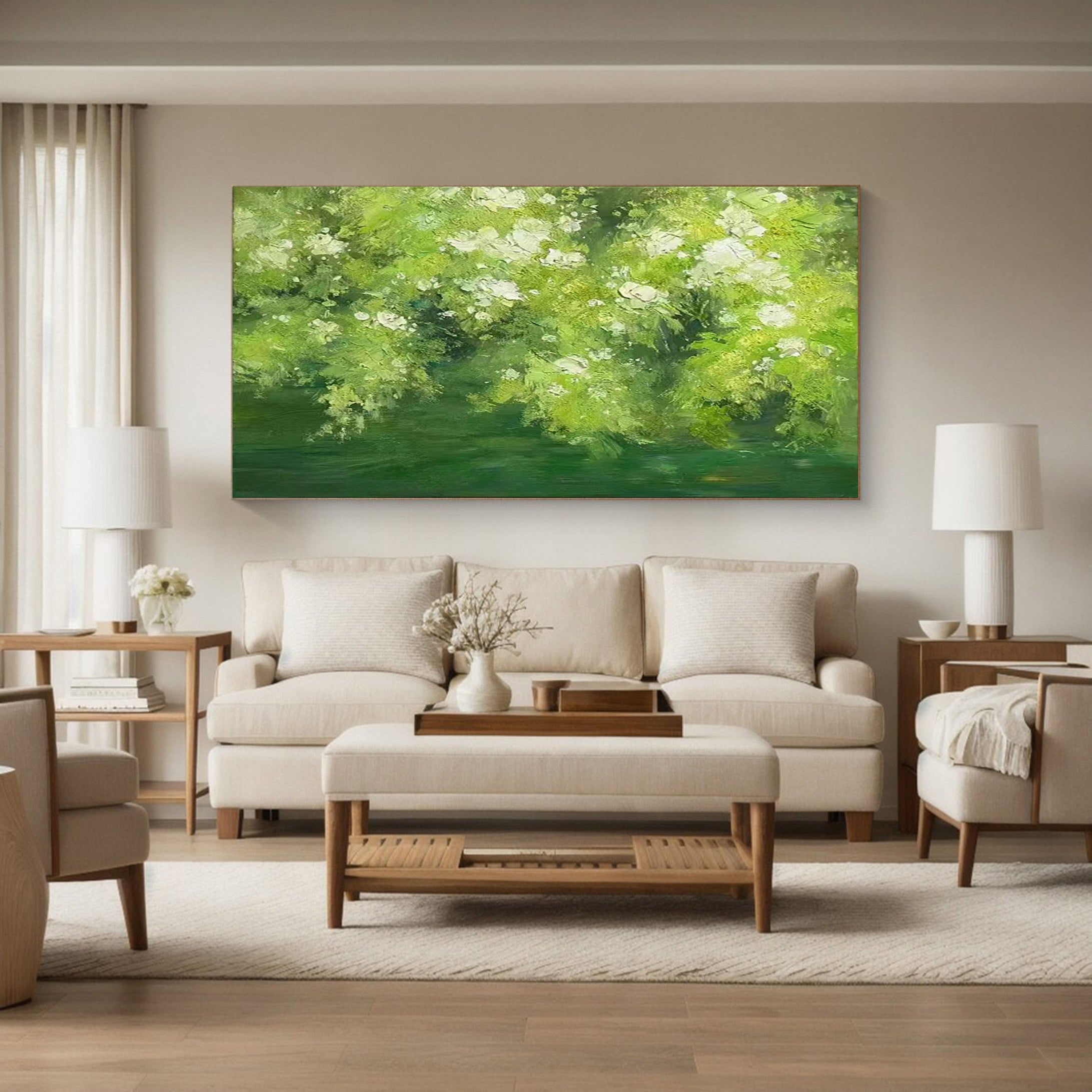 Verdant Reflections: Contemporary Painting of Lush Foliage #MM638