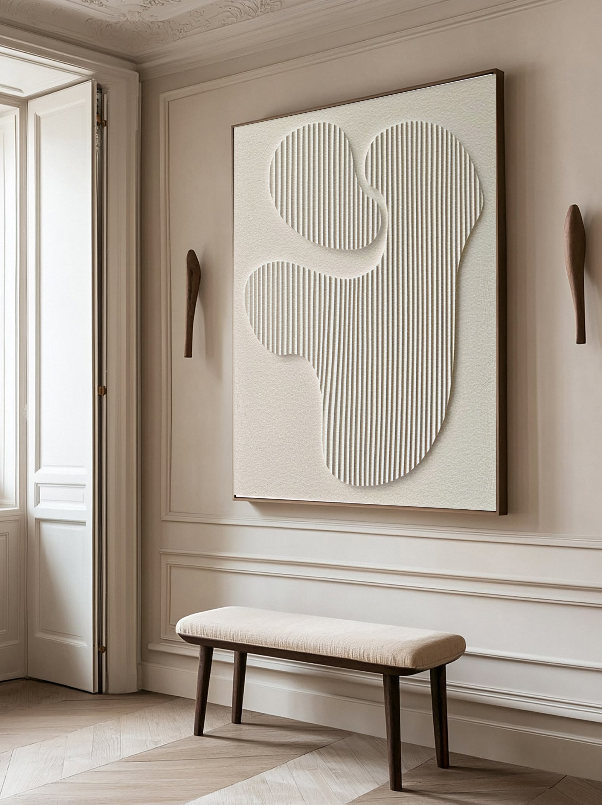 Ethereal Flow: Neutral Canvas with Sculpted Organic Shapes #MM609