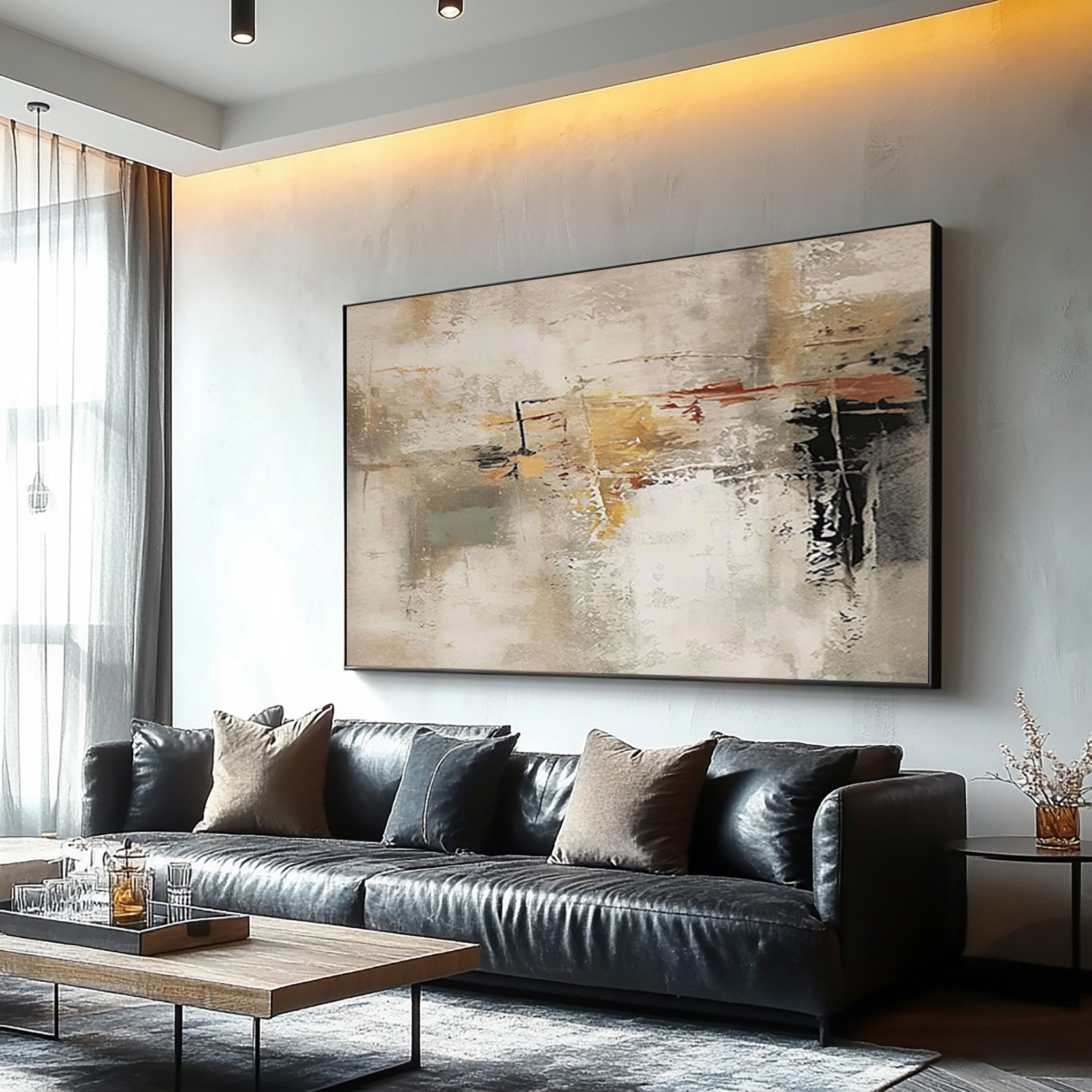 Large Textured Abstract Painting with Subtle Color Flow #MM582