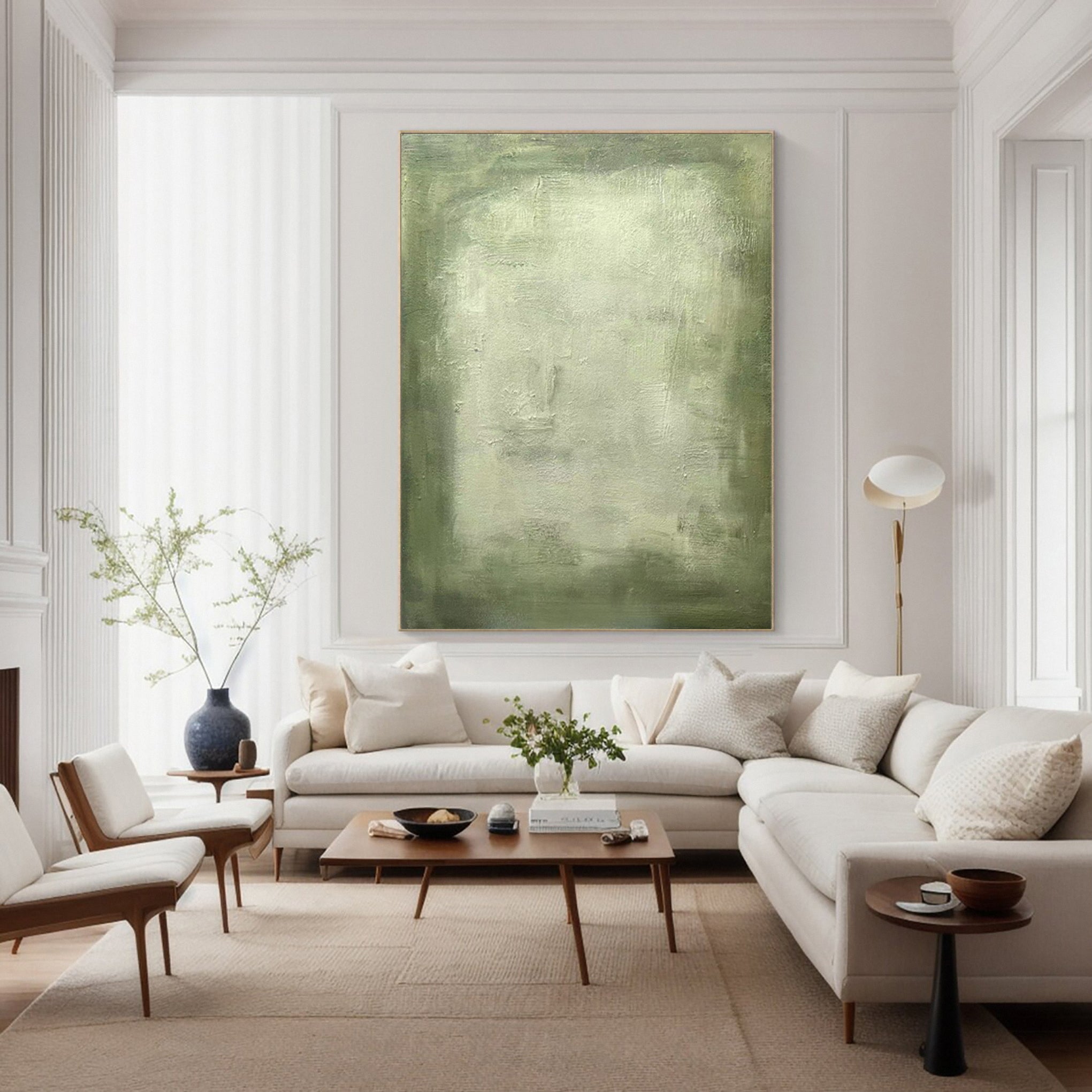 Subtle Green Patina: Modern Canvas with a Textured Surface #MM626