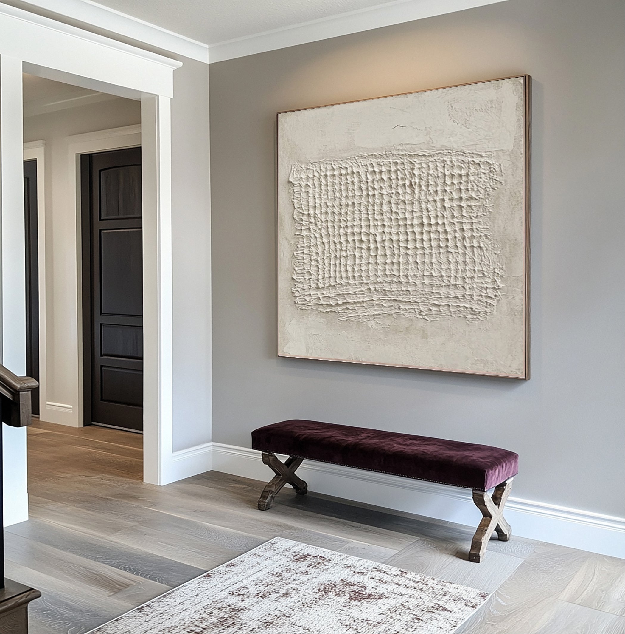 Abstract Neutral Composition with Natural Textured Rectangle #MM598