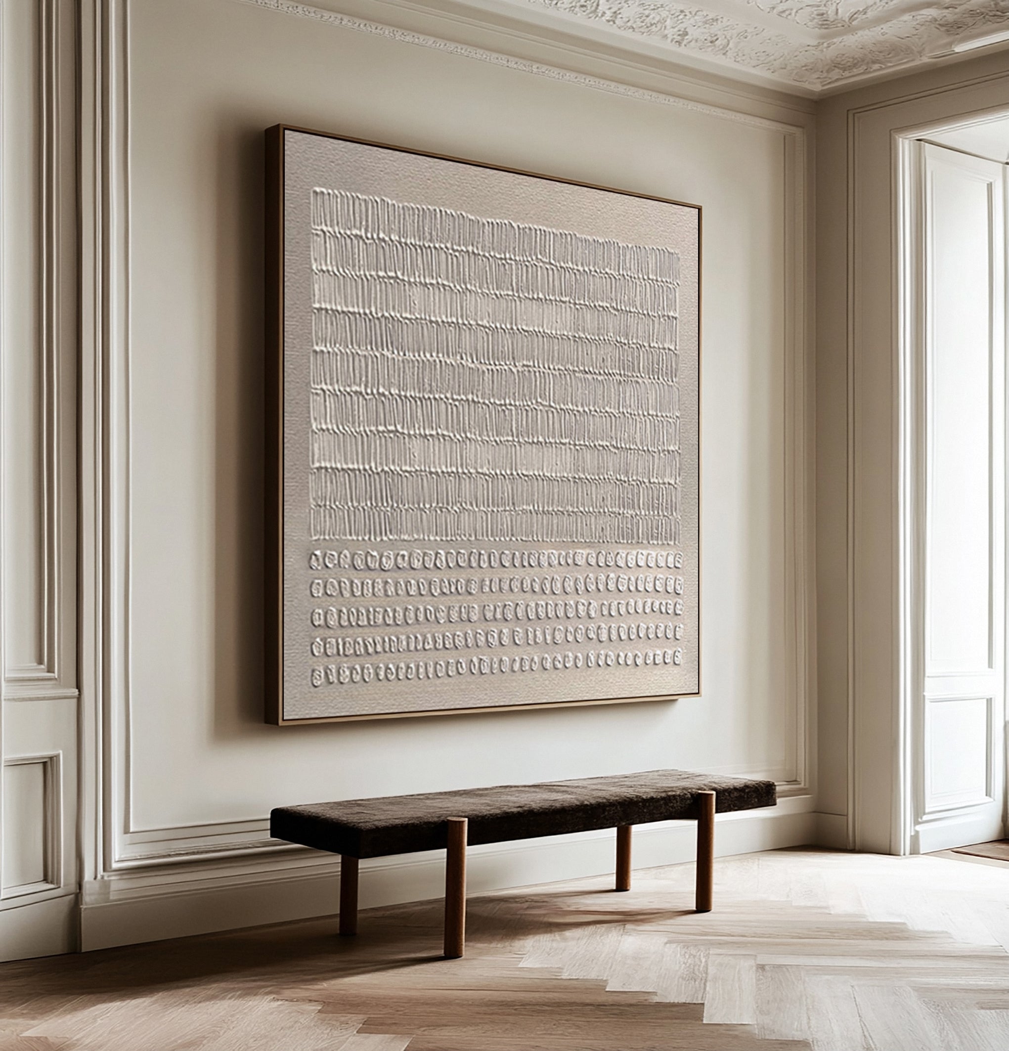 Contemporary Neutral Painting with Tactile Vertical Impressions #MM586