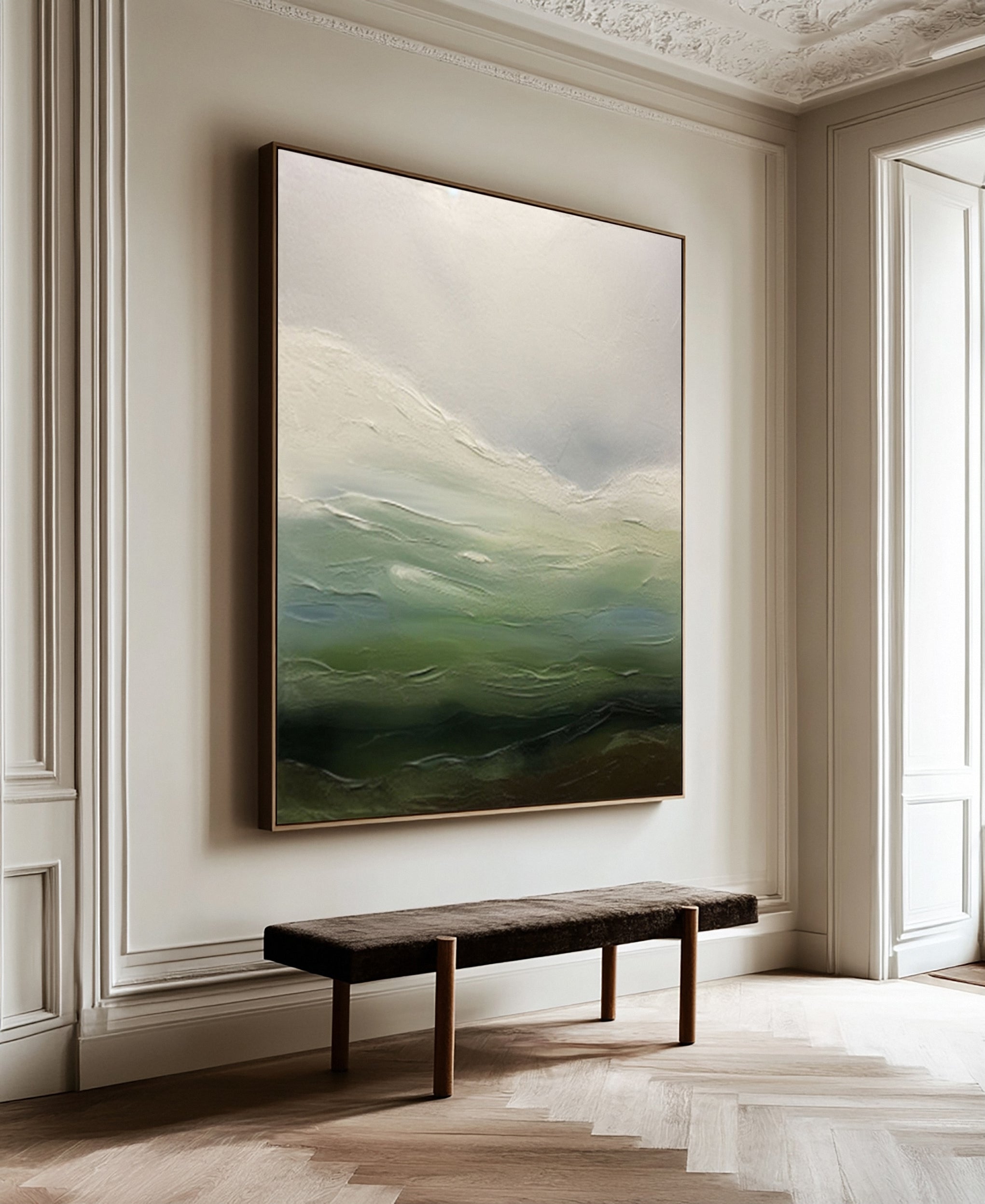 Abstract Landscape Canvas with Blended Green and Blue Tones #MM616