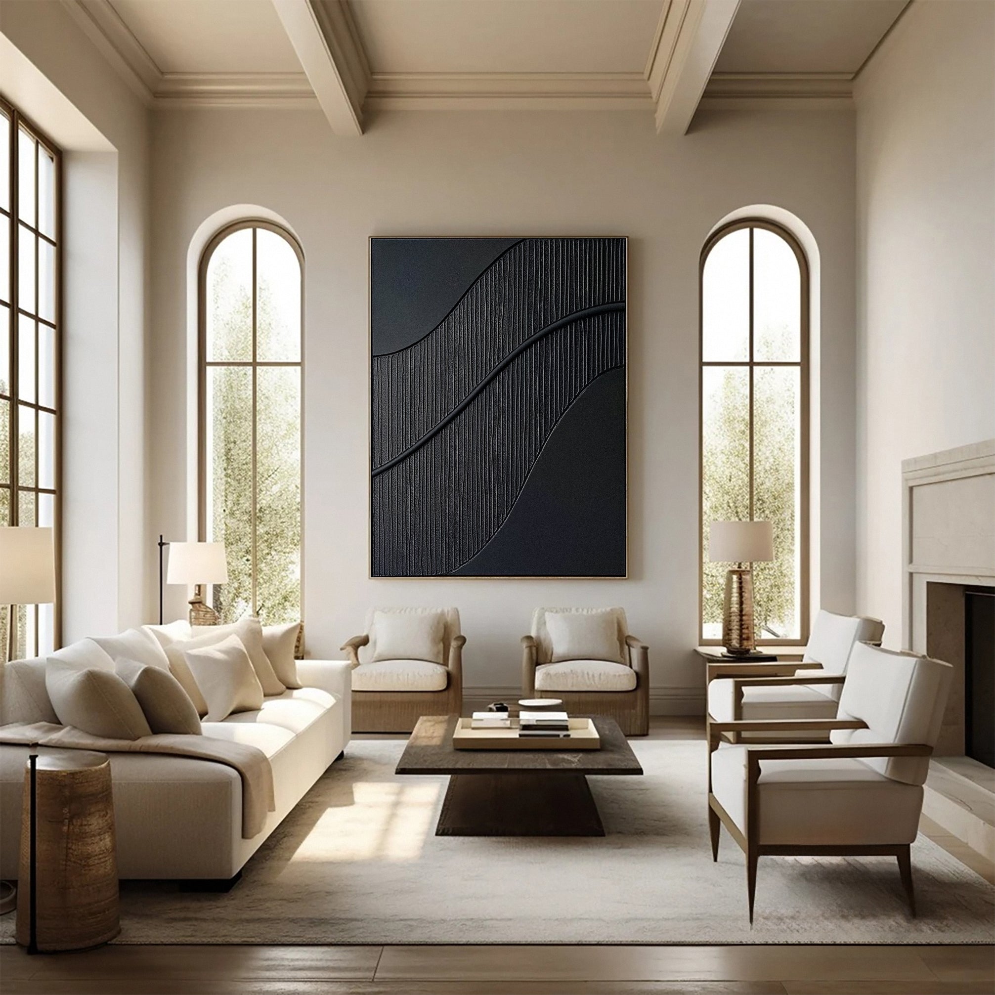 لوحة فنية جدارية سوداء عصرية أنيقة وبسيطة #MM116