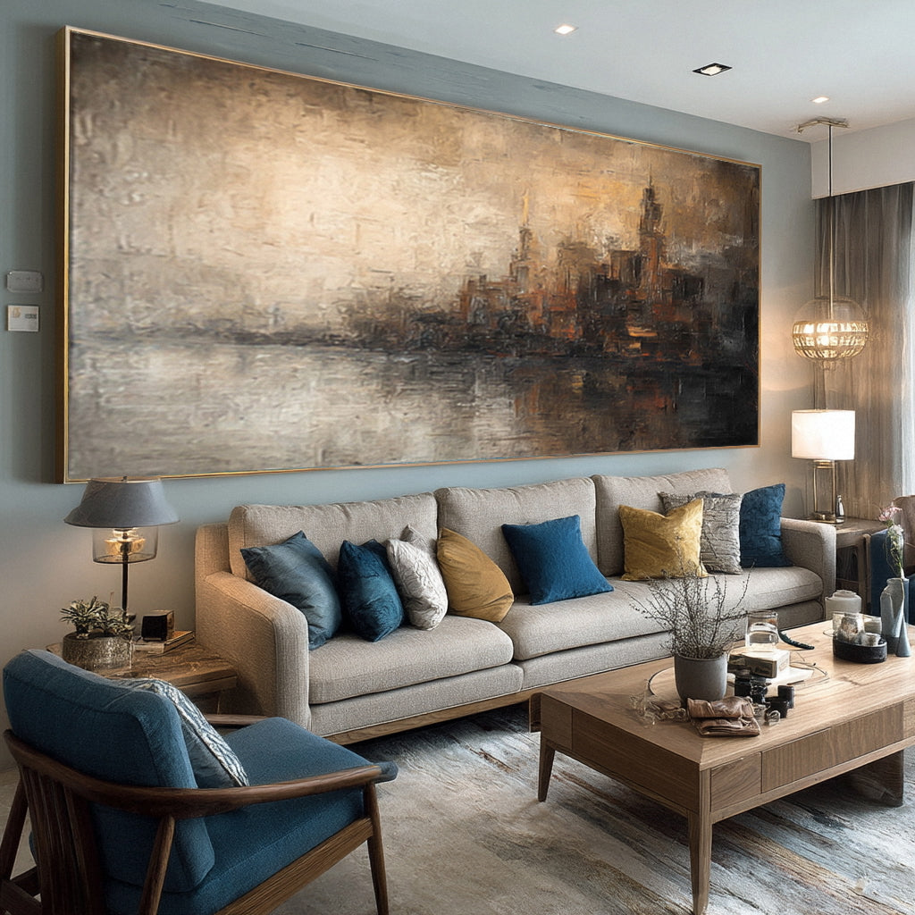 Large Abstract Cityscape Painting for Living Room #AG 019