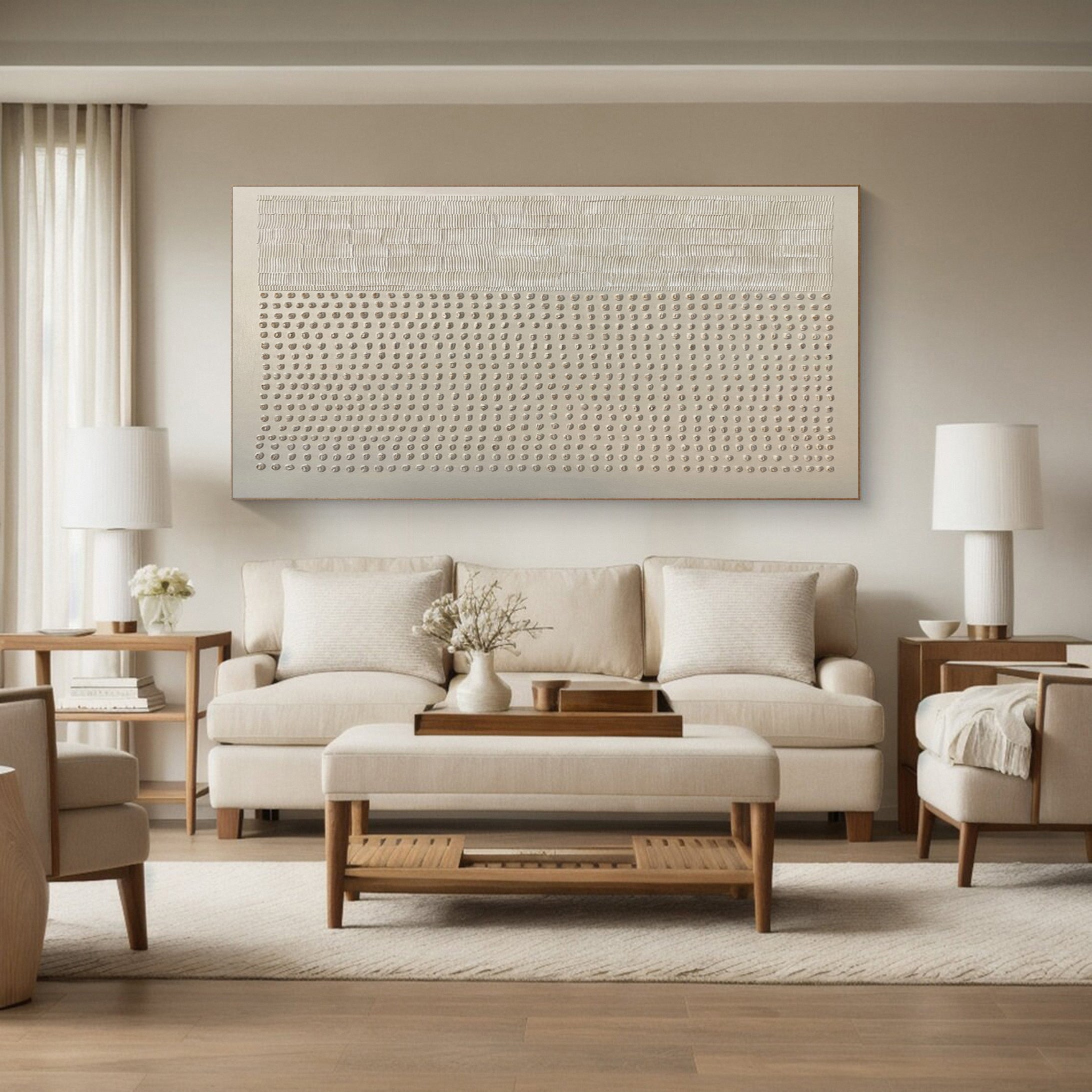 Large Textured Abstract with Linear and Dot-like Patterns #MM583