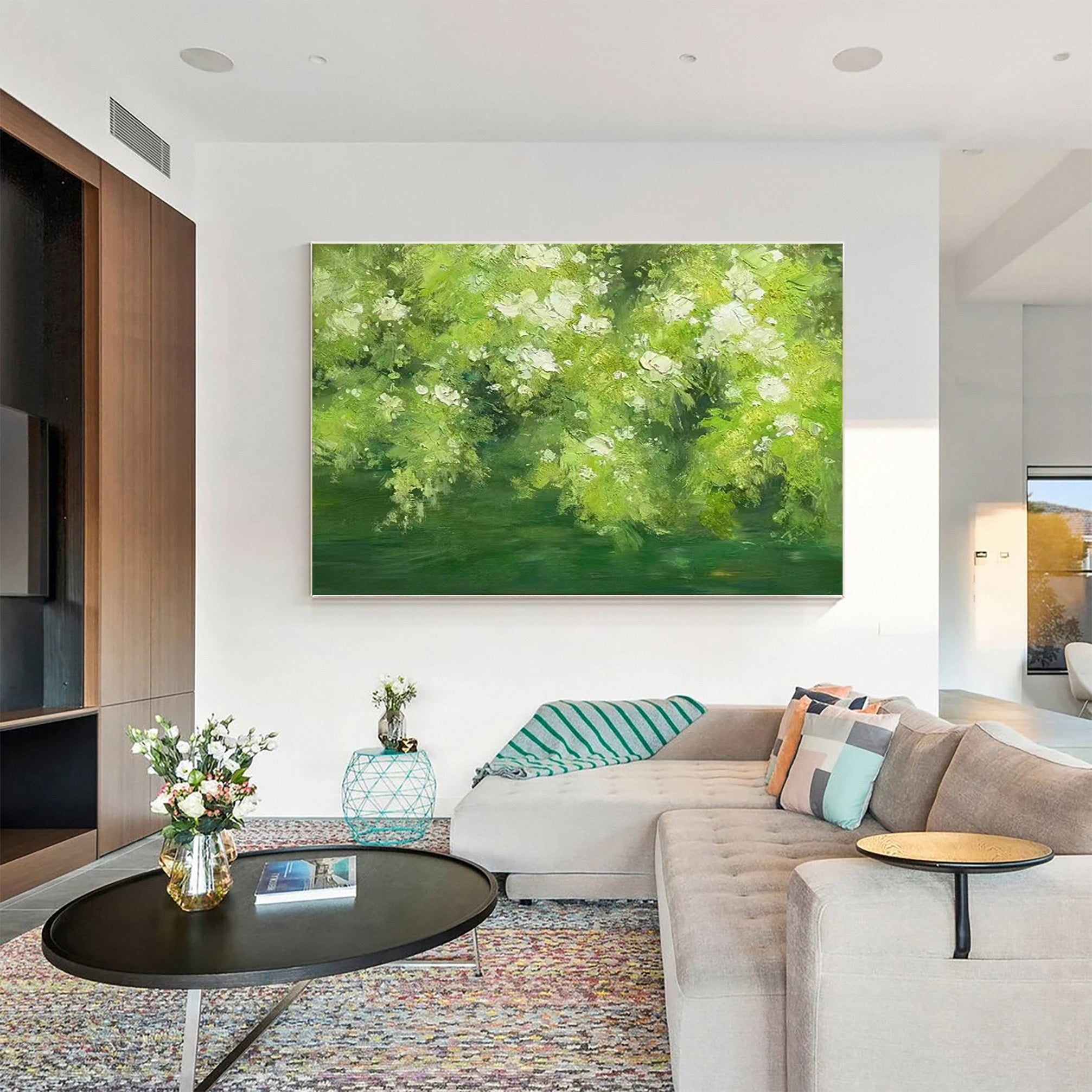 Verdant Reflections: Contemporary Painting of Lush Foliage #MM638