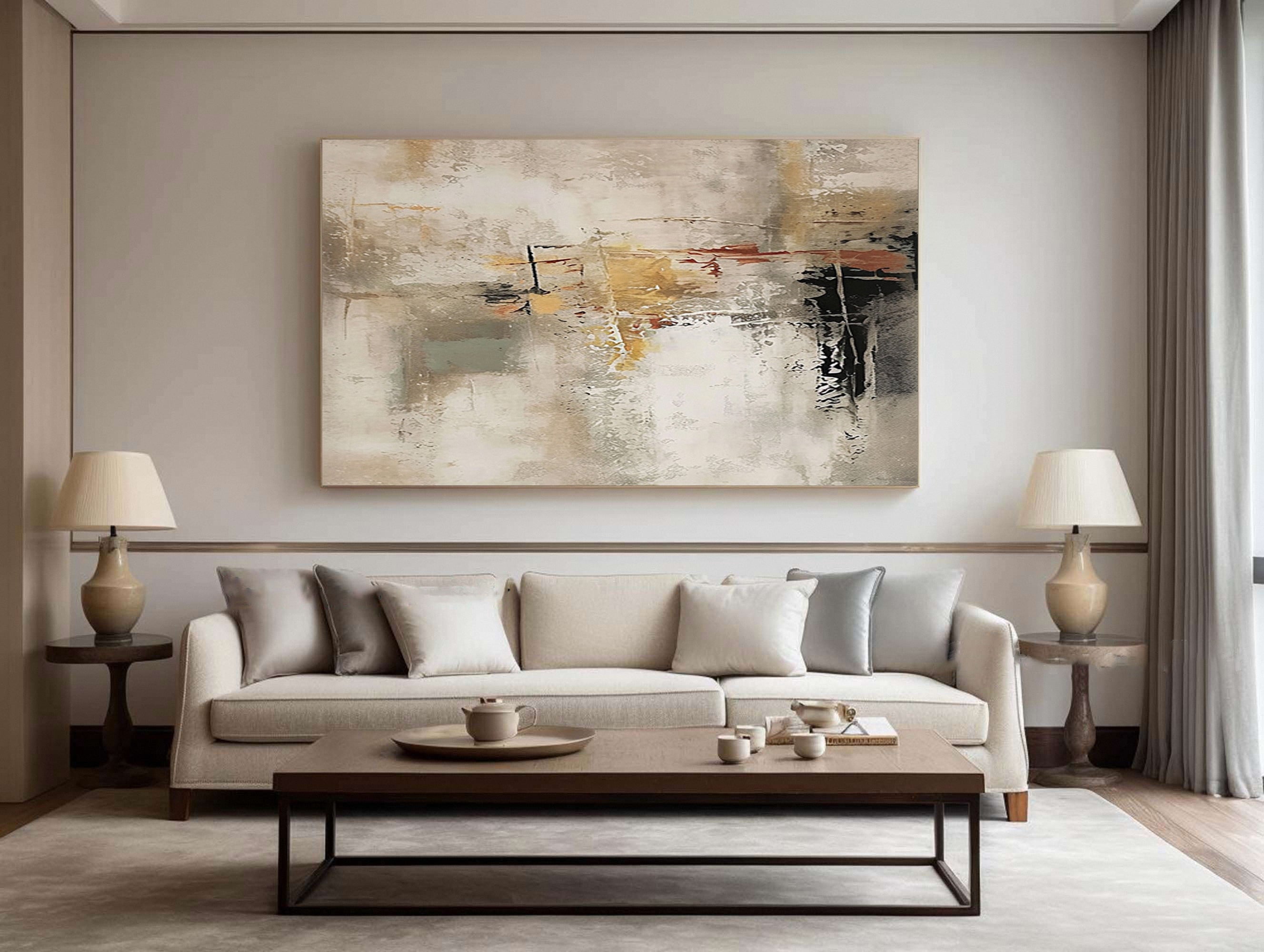Large Textured Abstract Painting with Subtle Color Flow #MM582