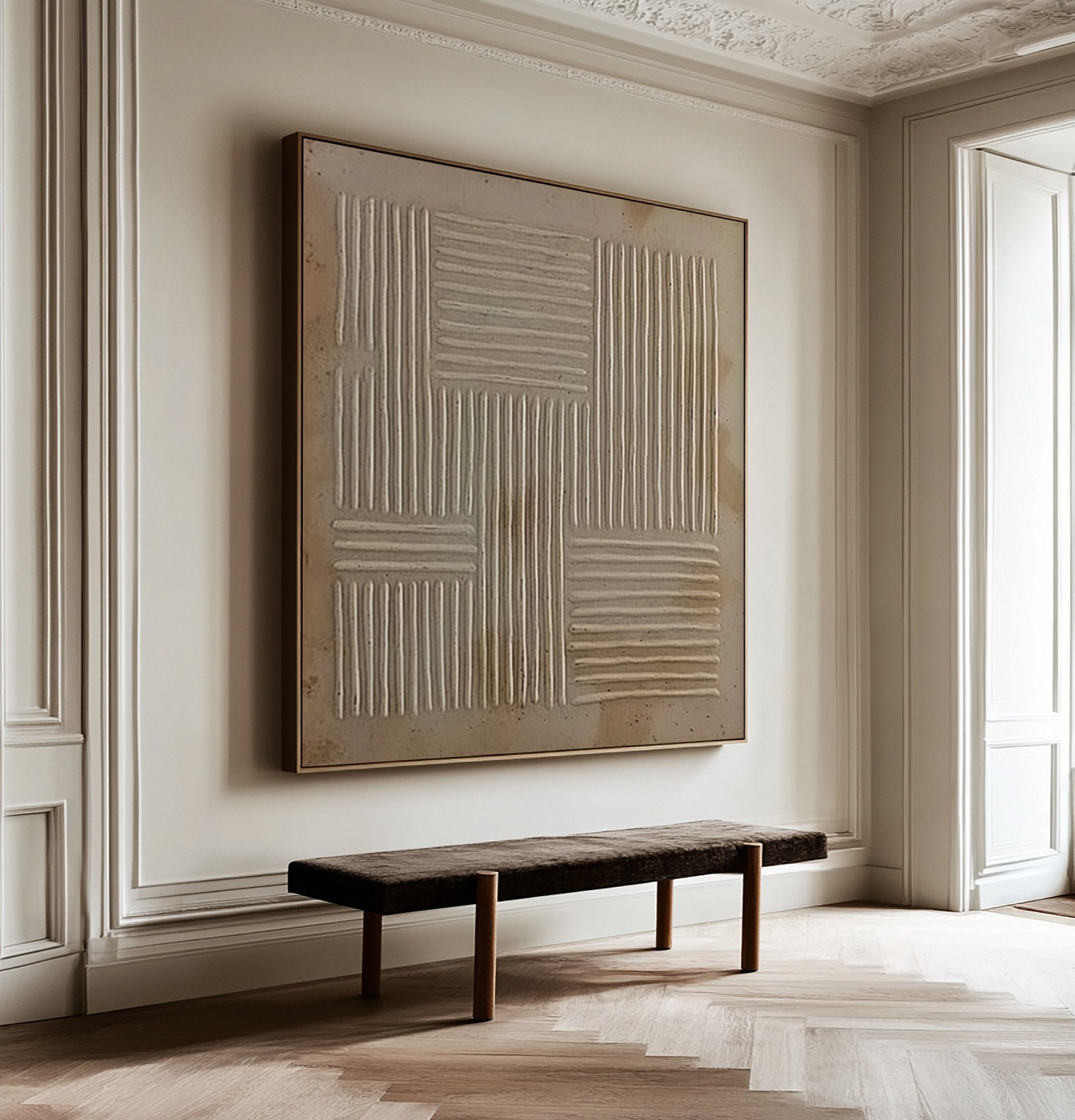 Patinaed Blocks: Wabi Sabi Art with Horizontal and Vertical Relief #MM589