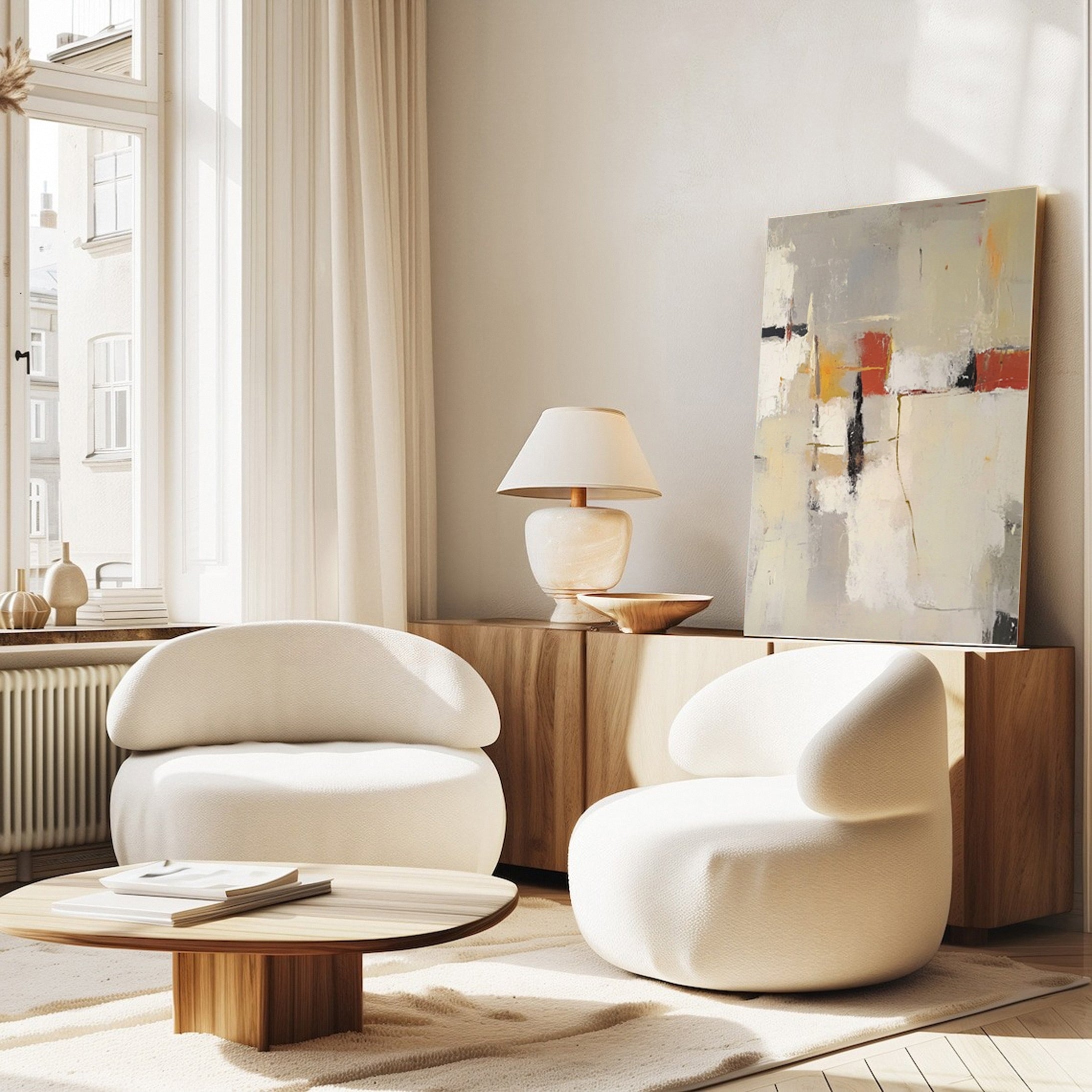 لوحة فنية تجريدية معاصرة بألوان دافئة لديكور المنزل #MC024