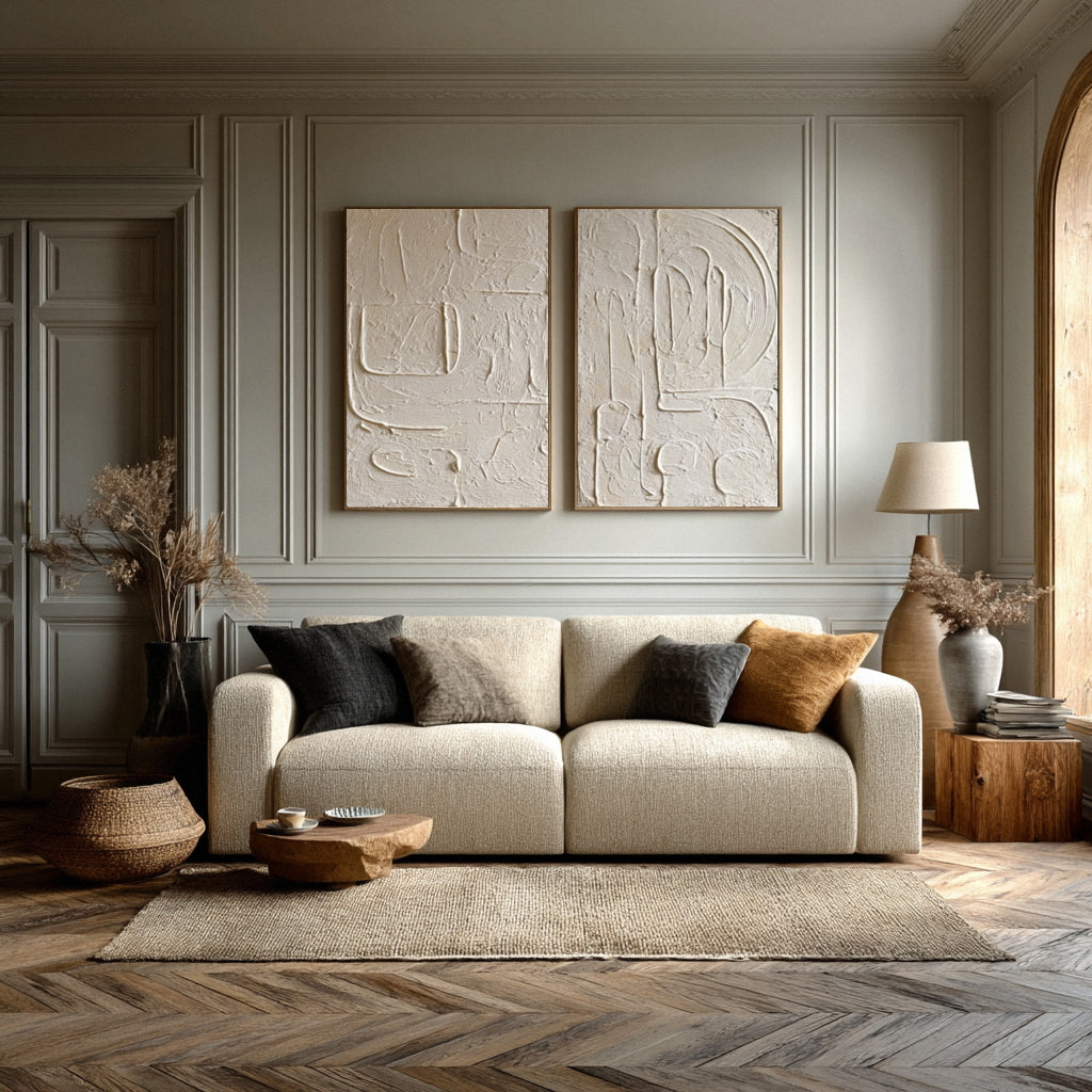 Abstract Relief Art Duo for Modern Interiors #AG 013