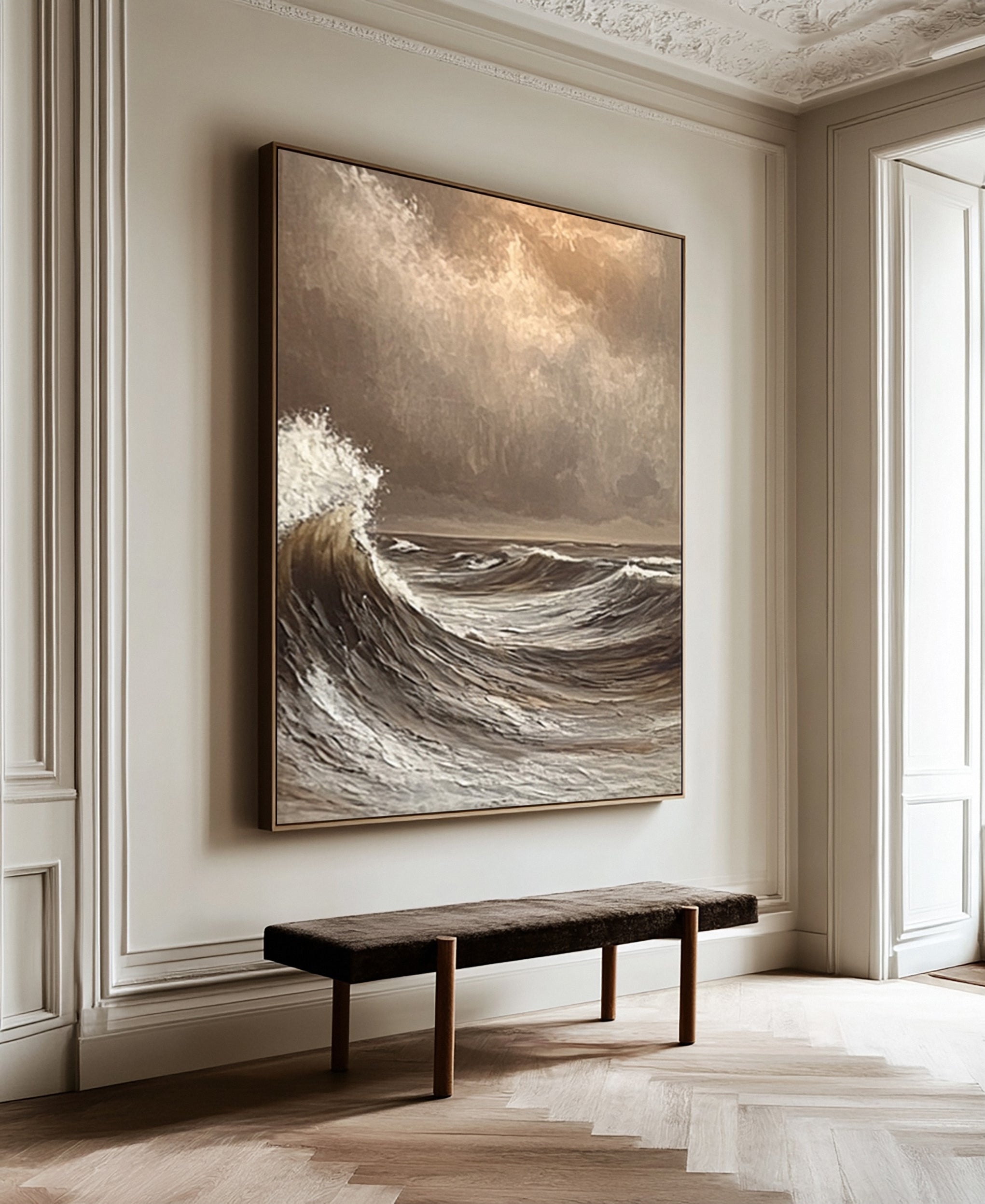 Tempestuous Coastal Break: Dramatic Ocean Wave Canvas #MM620