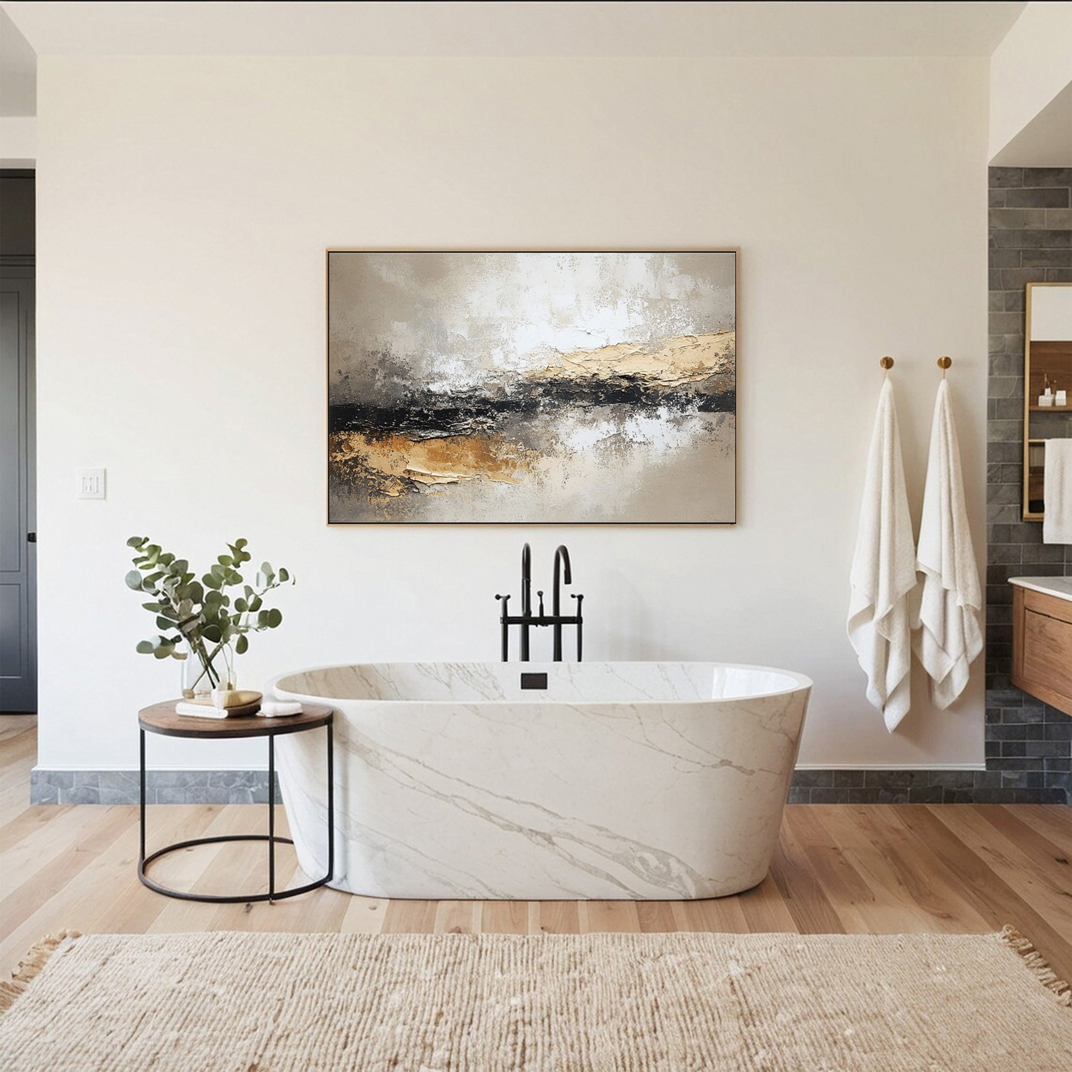 Large Neutral Abstract Wall Art for Living Room #AB027