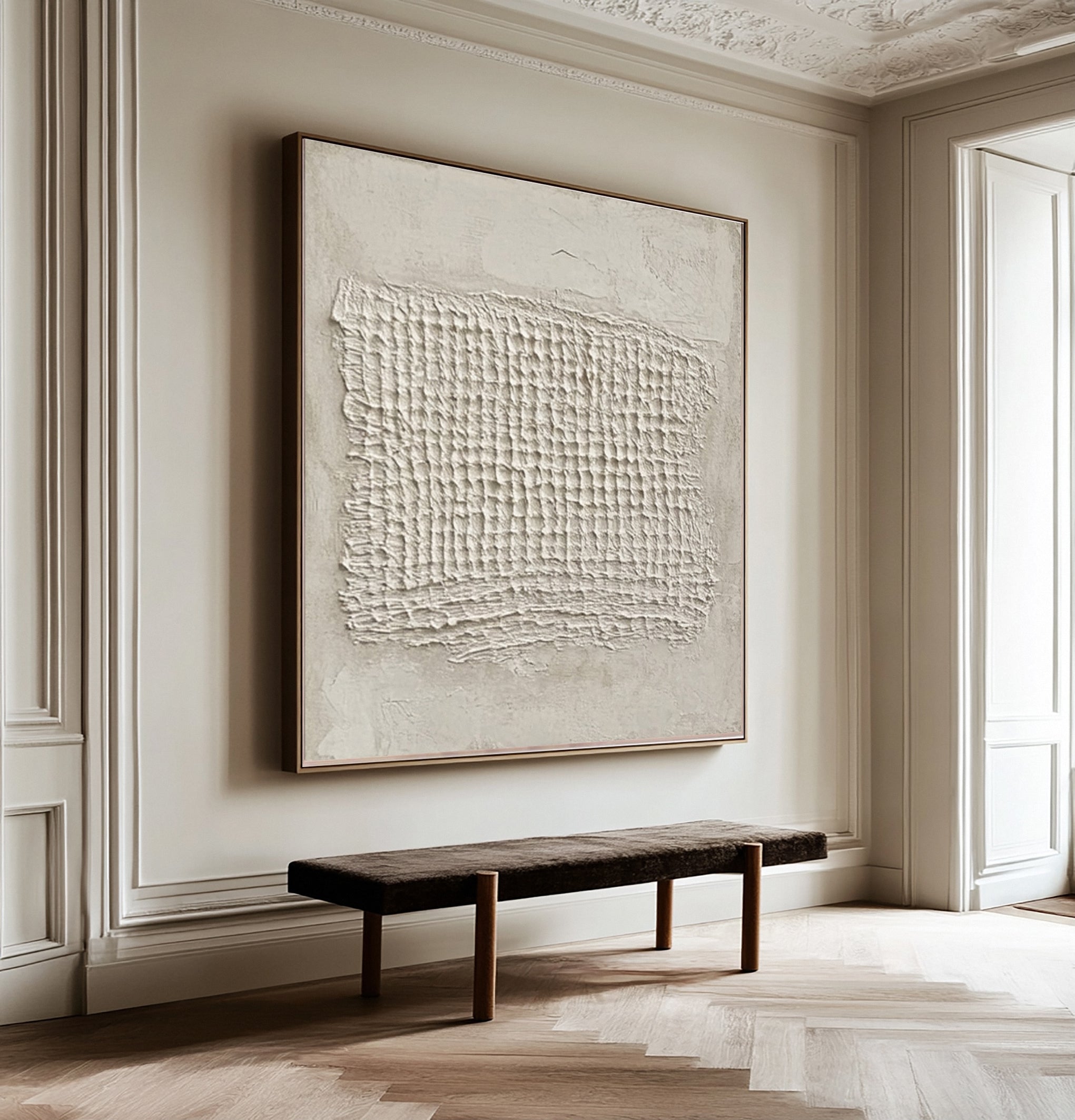 Abstract Neutral Composition with Natural Textured Rectangle #MM598