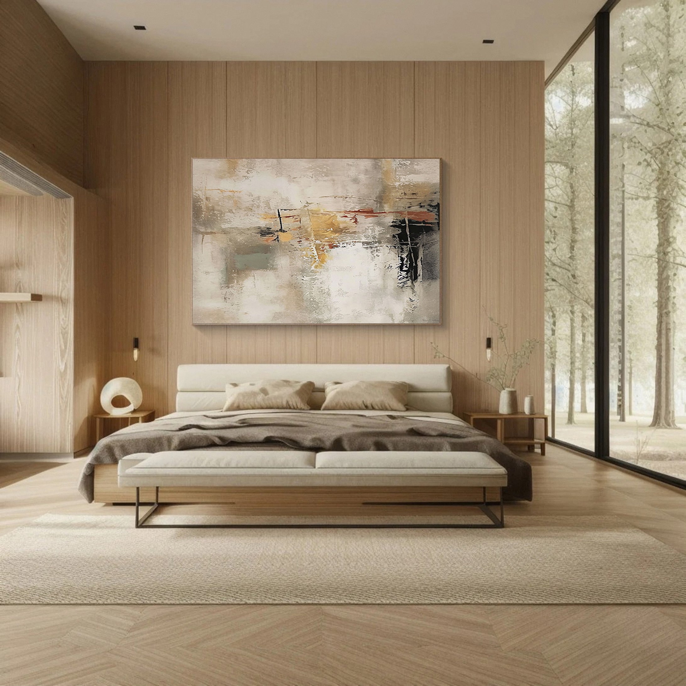 Large Textured Abstract Painting with Subtle Color Flow #MM582