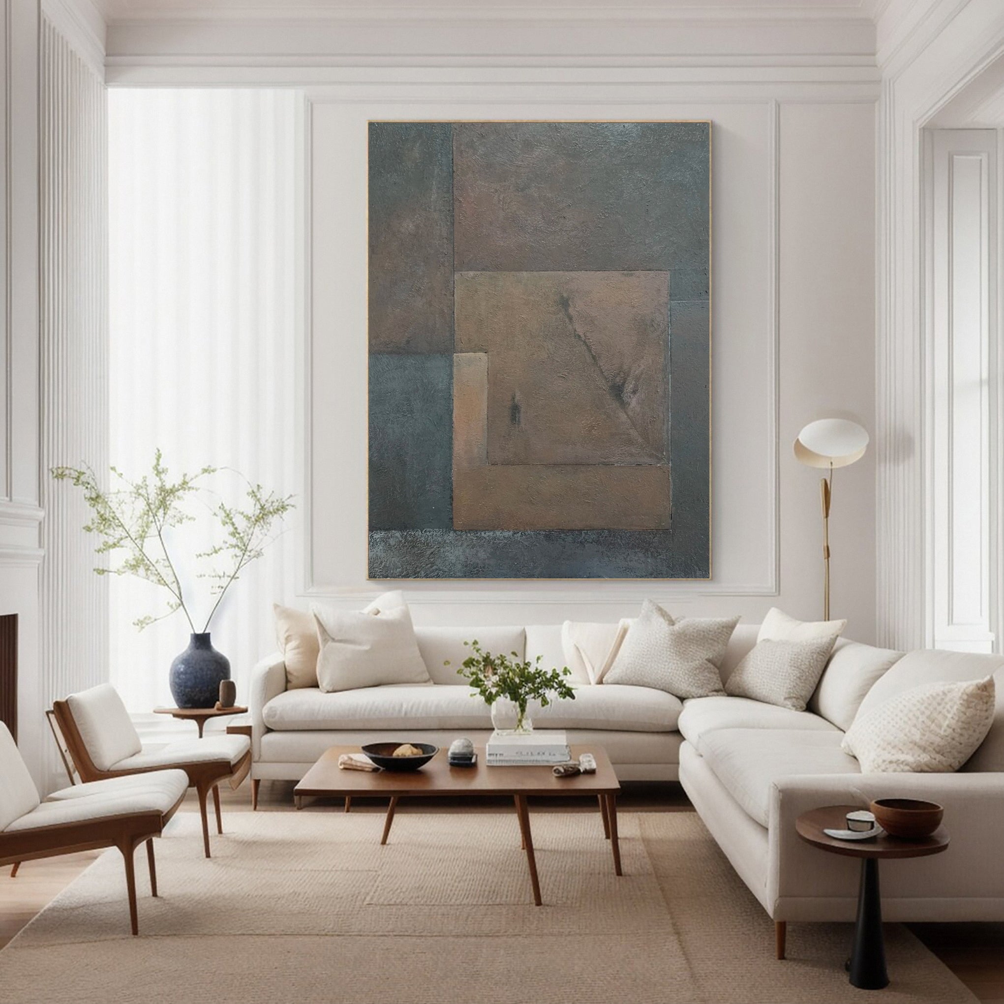 Patinaed Geometry: Wabi Sabi Art with Textured Imperfect Forms #MM595