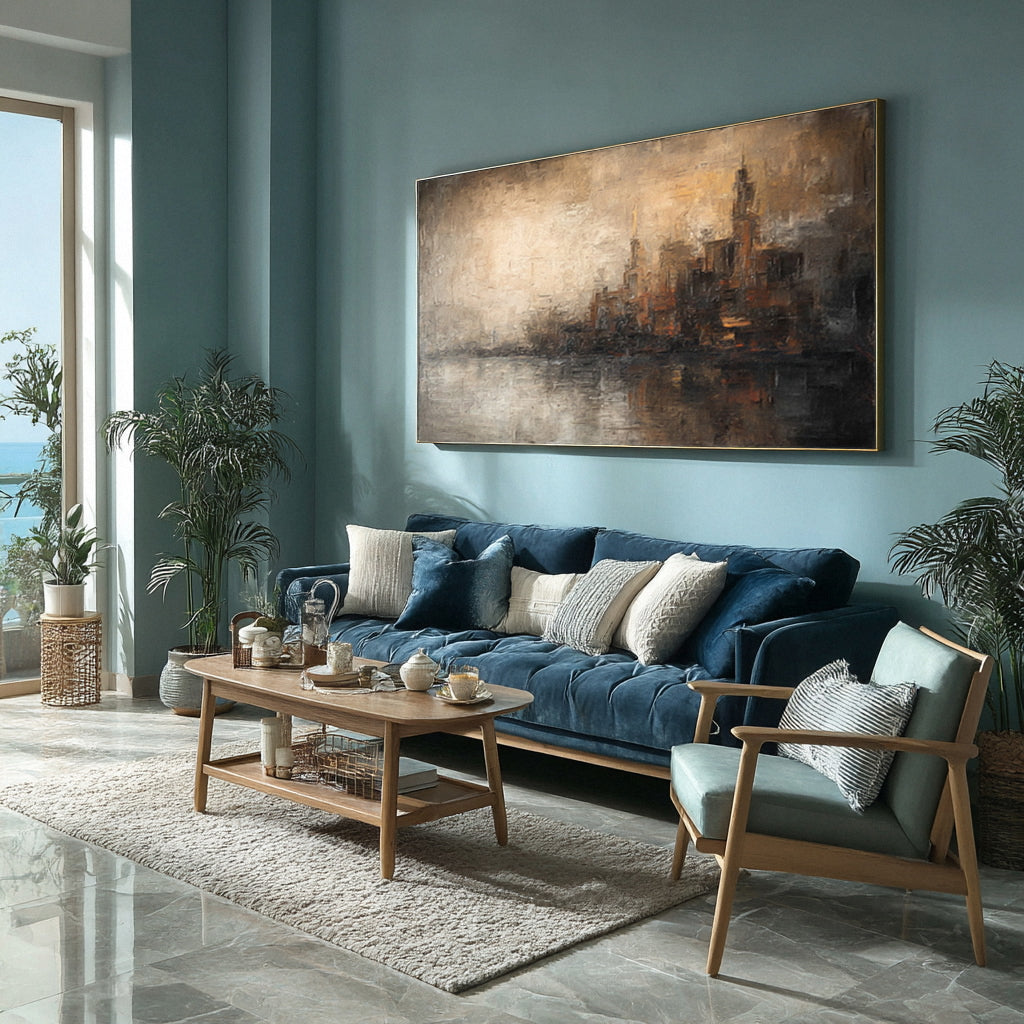Large Abstract Cityscape Painting for Living Room #AG 019