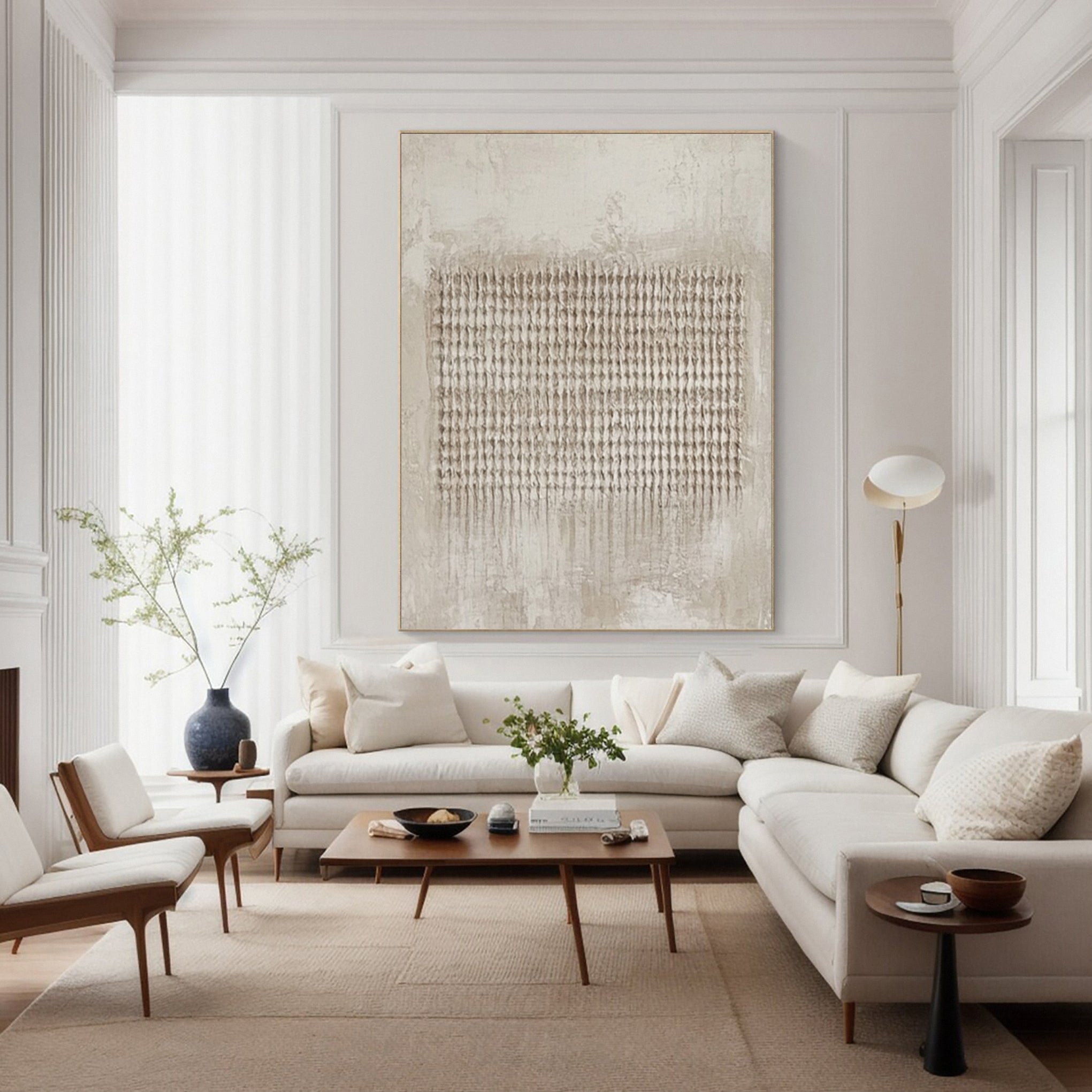 Modern Abstract Canvas with Textured Vertical Inscriptions #MM604