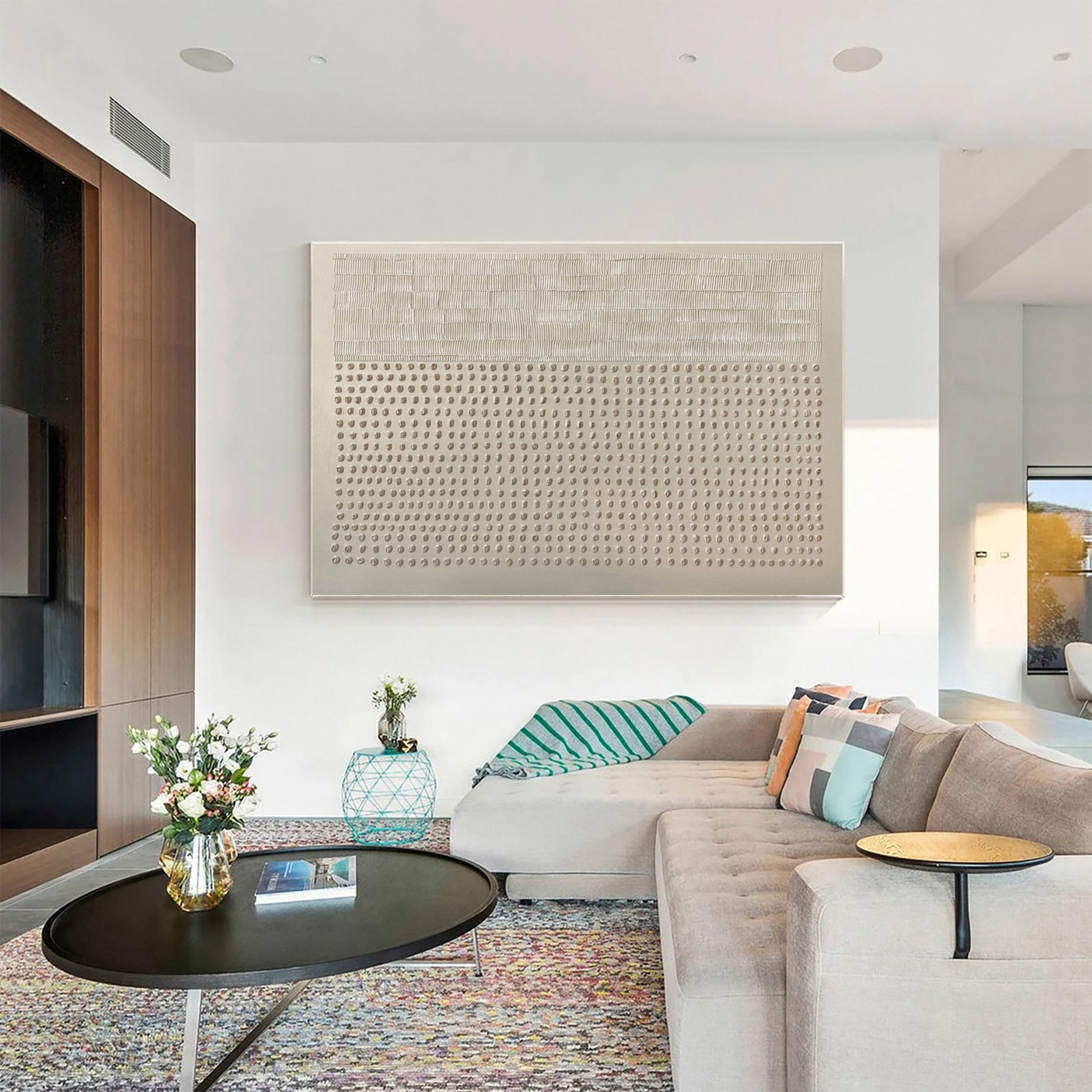 Large Textured Abstract with Linear and Dot-like Patterns #MM583