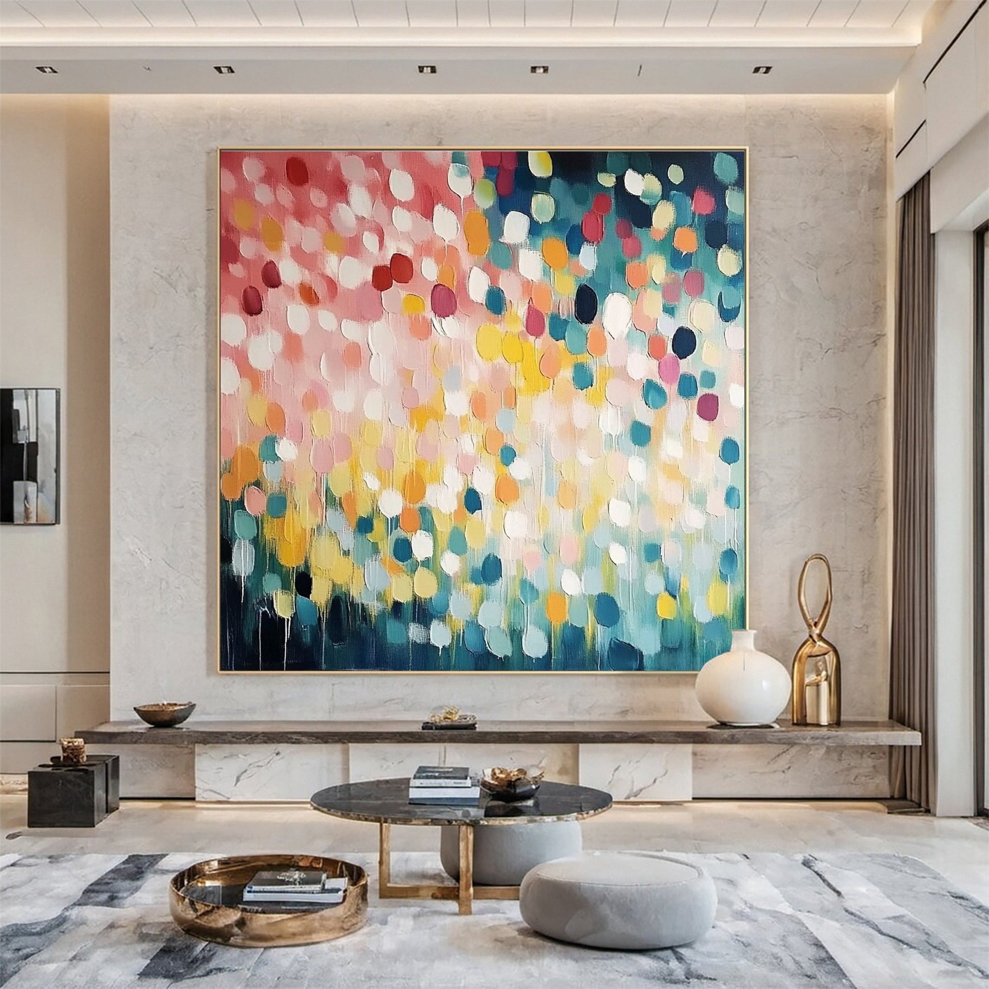 لوحة فنية تجريدية نابضة بالحياة على قماش حديث ملون #MM156