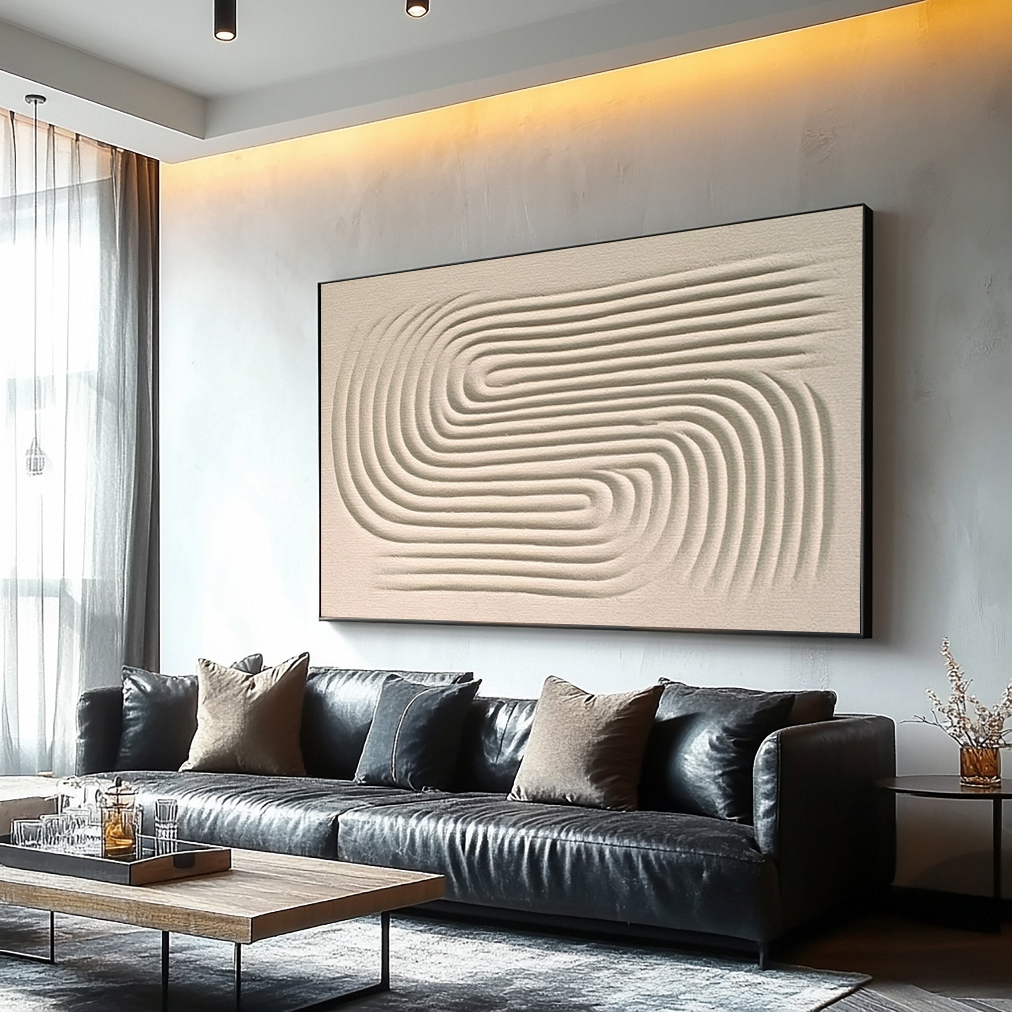 Subtle Contour: Contemporary Art with Organic Swirling Relief #MM590