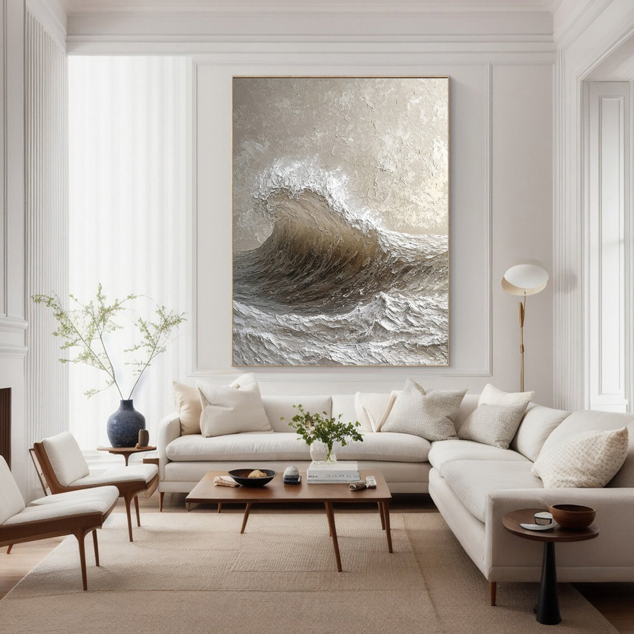 Monochromatic Fury: Dynamic Wave with Tactile Surface #MM608