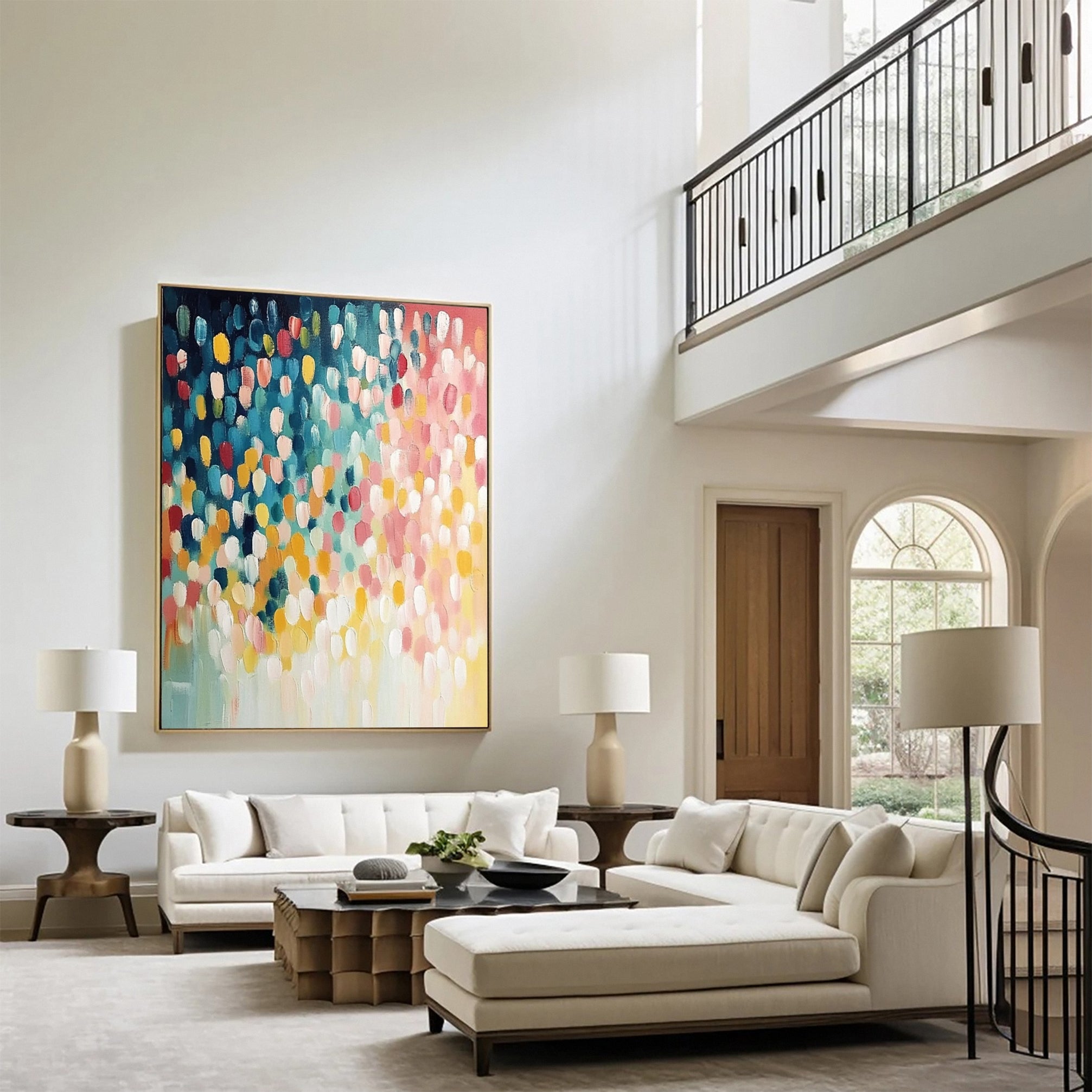 لوحة فنية قماشية حديثة ملونة بتصميم تجريدي نابض بالحياة #MM157