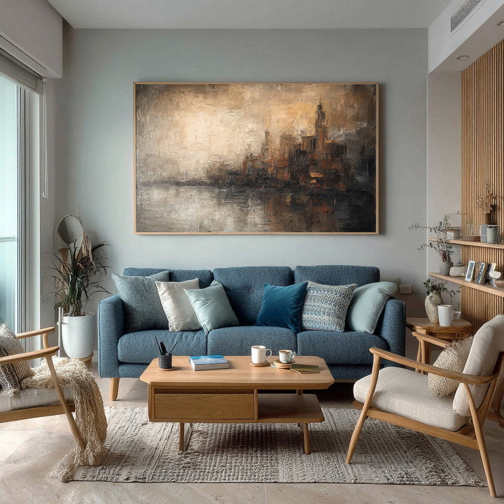 Large Abstract Cityscape Painting for Living Room #AG 019
