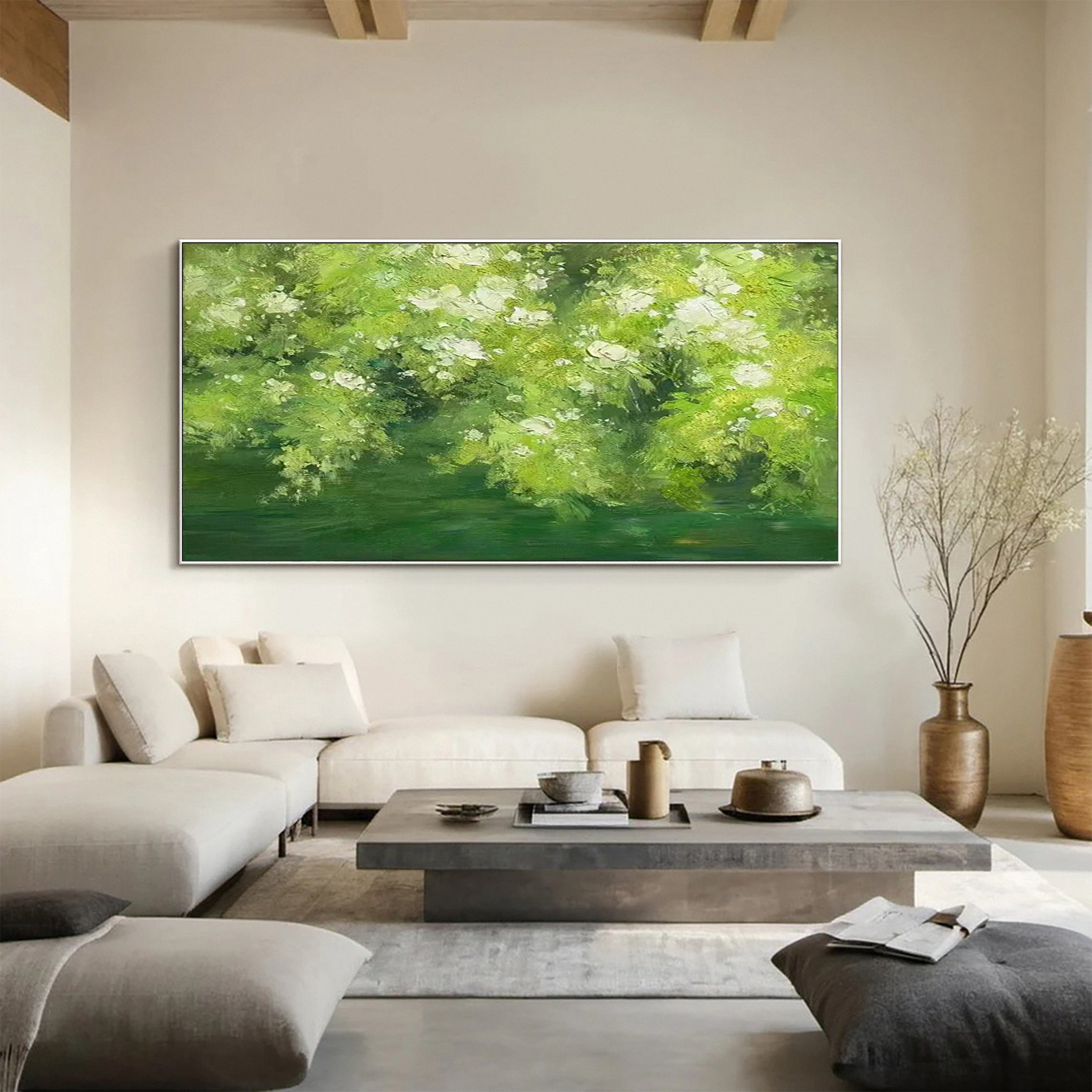 Verdant Reflections: Contemporary Painting of Lush Foliage #MM638
