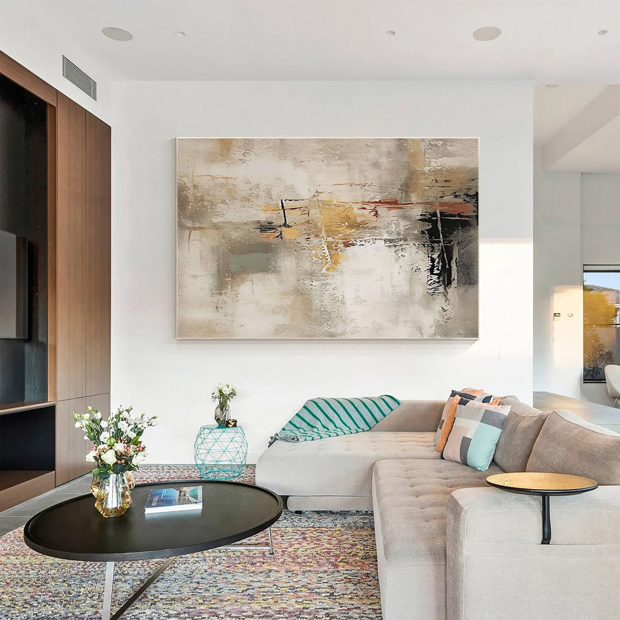 Large Textured Abstract Painting with Subtle Color Flow #MM582