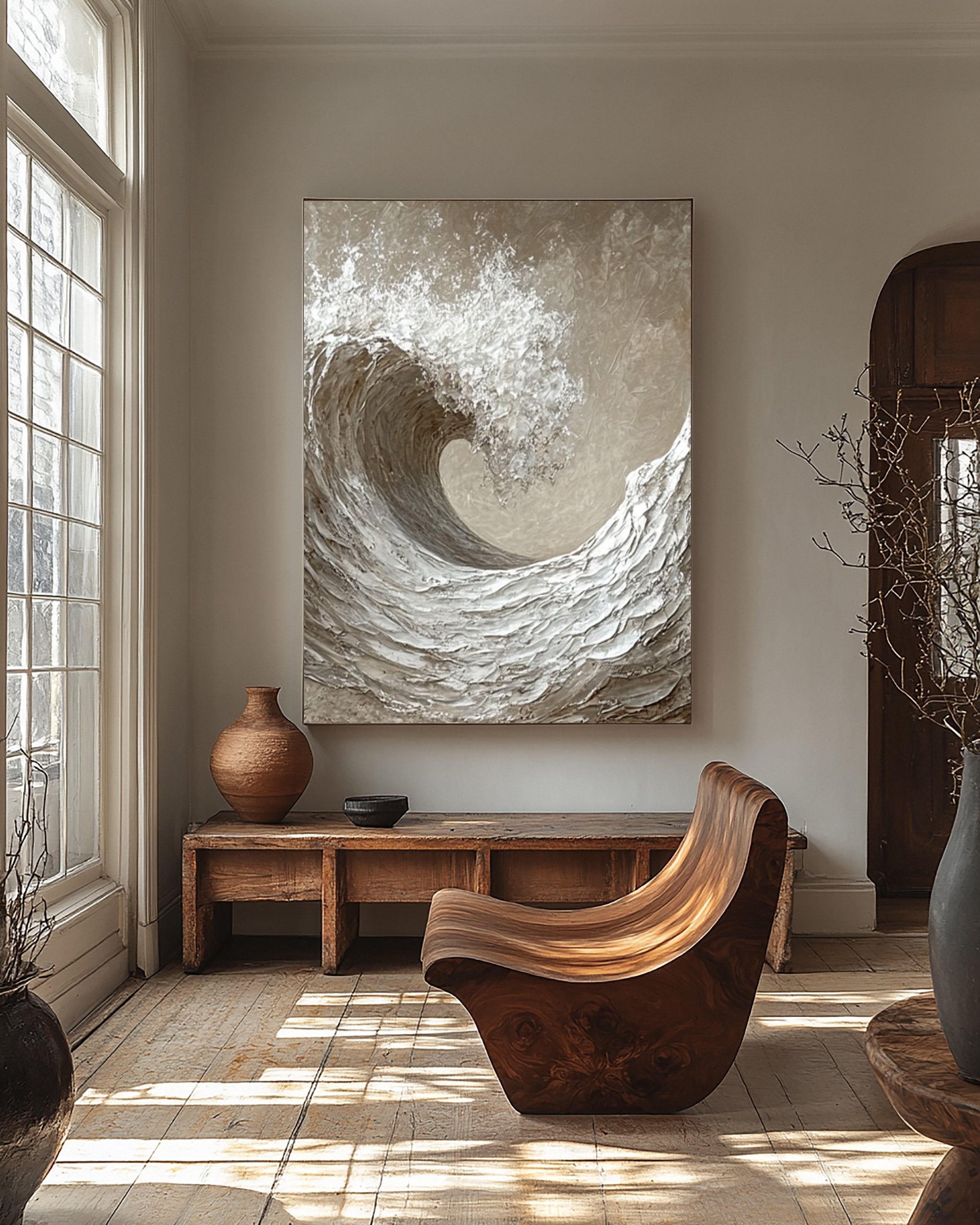Sculpted Wave: Abstract Seascape with 3D Texture #MM607
