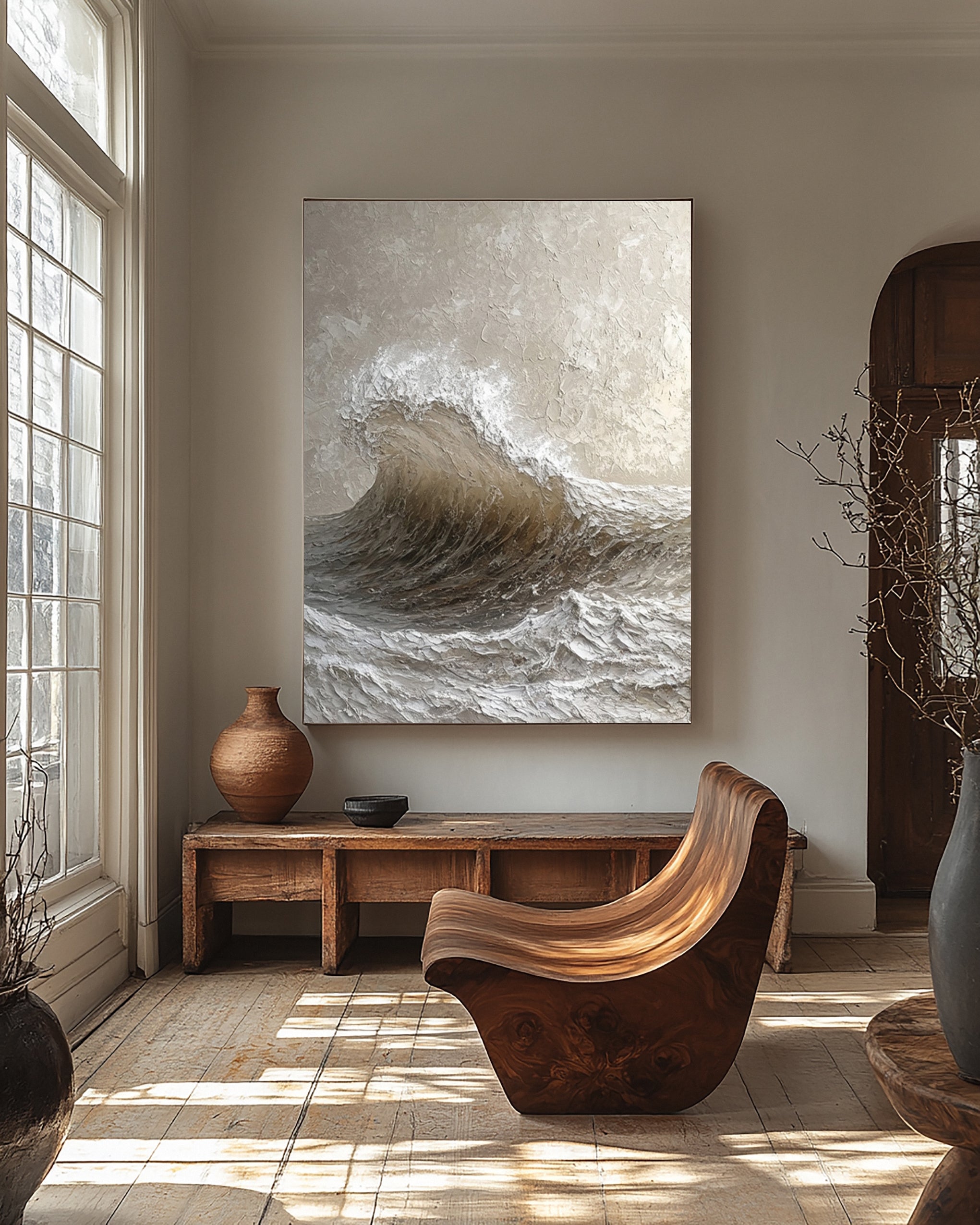 Monochromatic Fury: Dynamic Wave with Tactile Surface #MM608