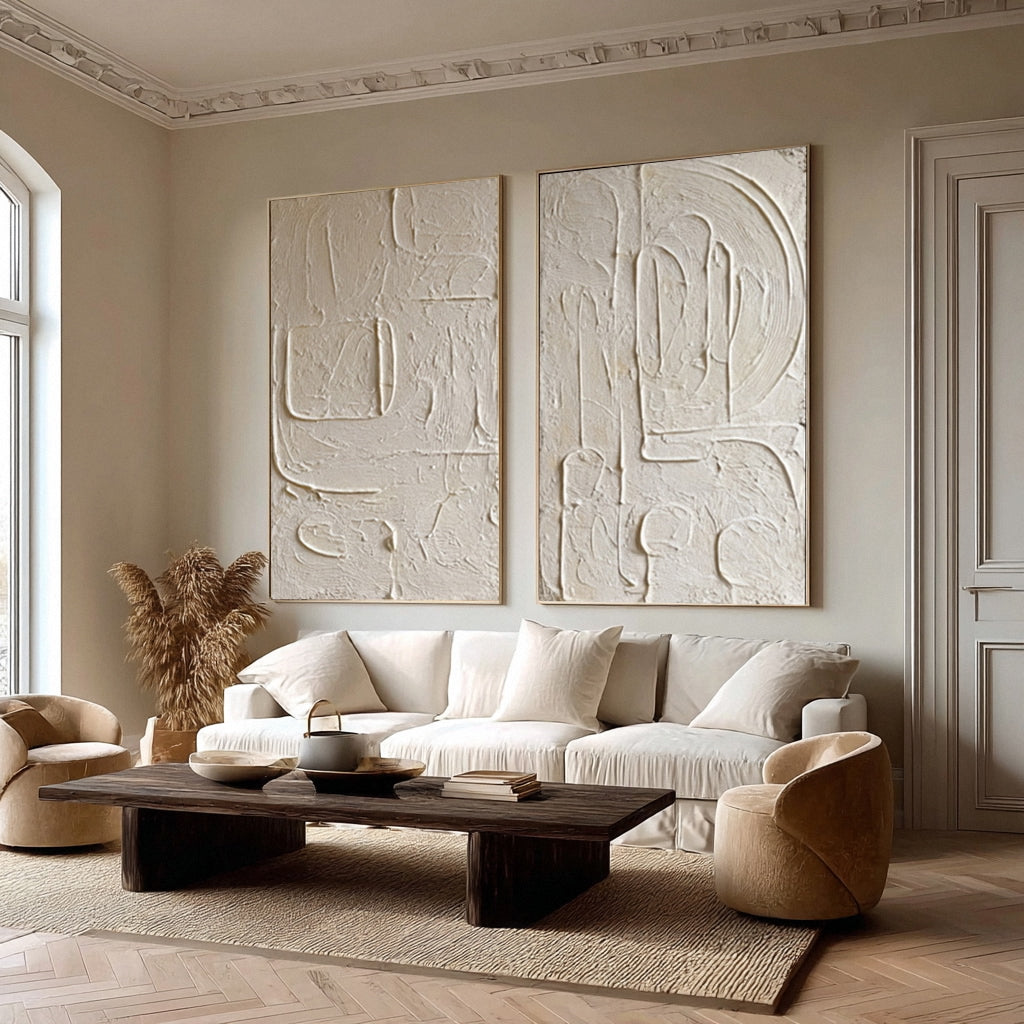 Abstract Relief Art Duo for Modern Interiors #AG 013